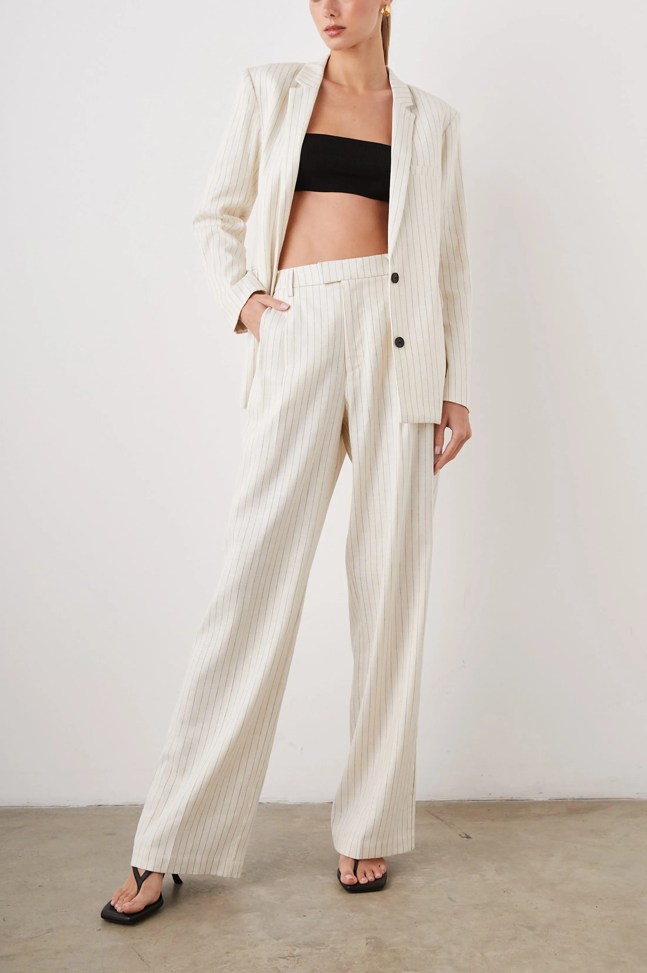 STANTON BLAZER - IVORY PINSTRIPE Rails