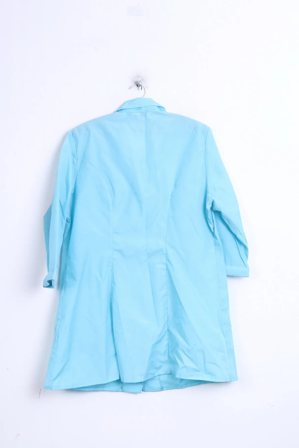 St.Michael Womens L Jacket Single Breasted Light Blue Nylon Waterproof