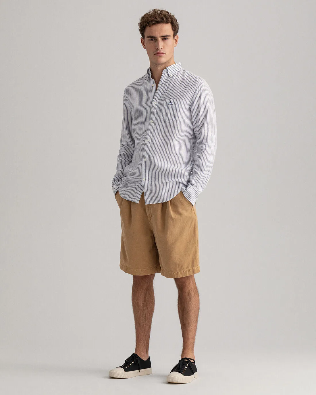 Stripe Linen Shirt - White & Blue | Persian Blue & White