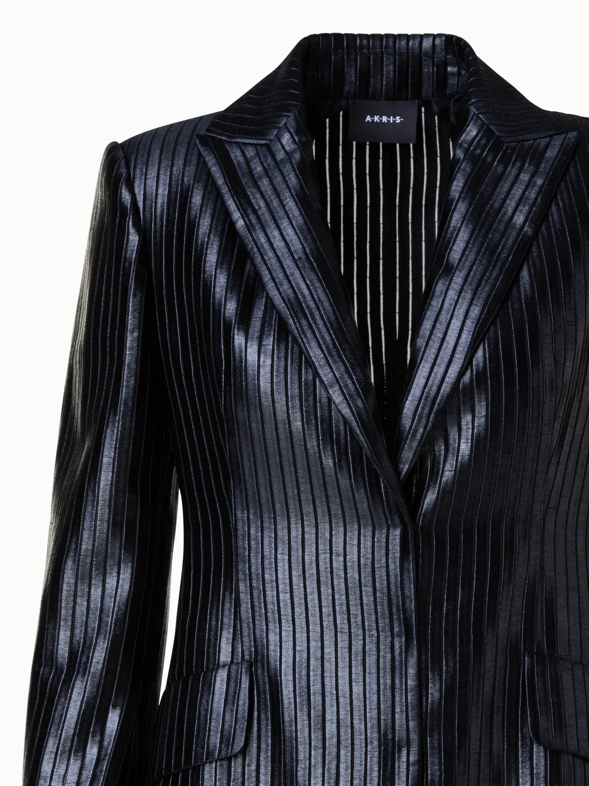 Striped Techno Embroidery Blazer Akris