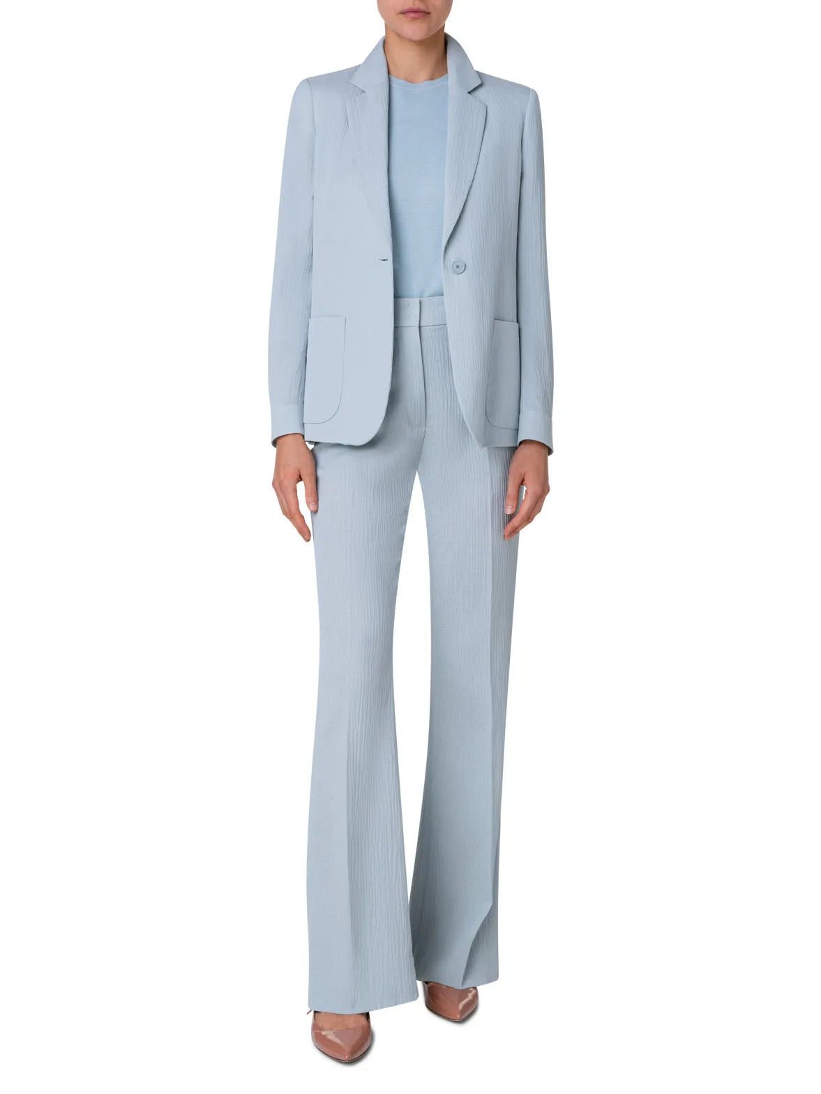 Structured Cotton Silk Double-Face Blazer Akris