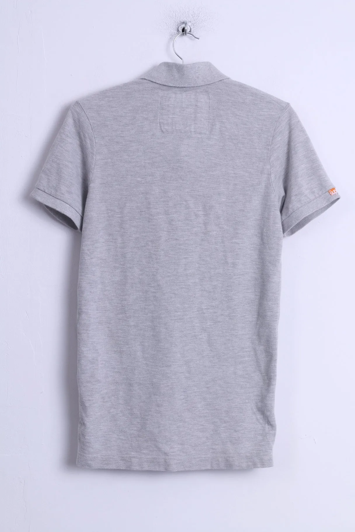 Superdry Mens S Polo Shirt Grey Cotton Detailed Buttons Japan Fitted