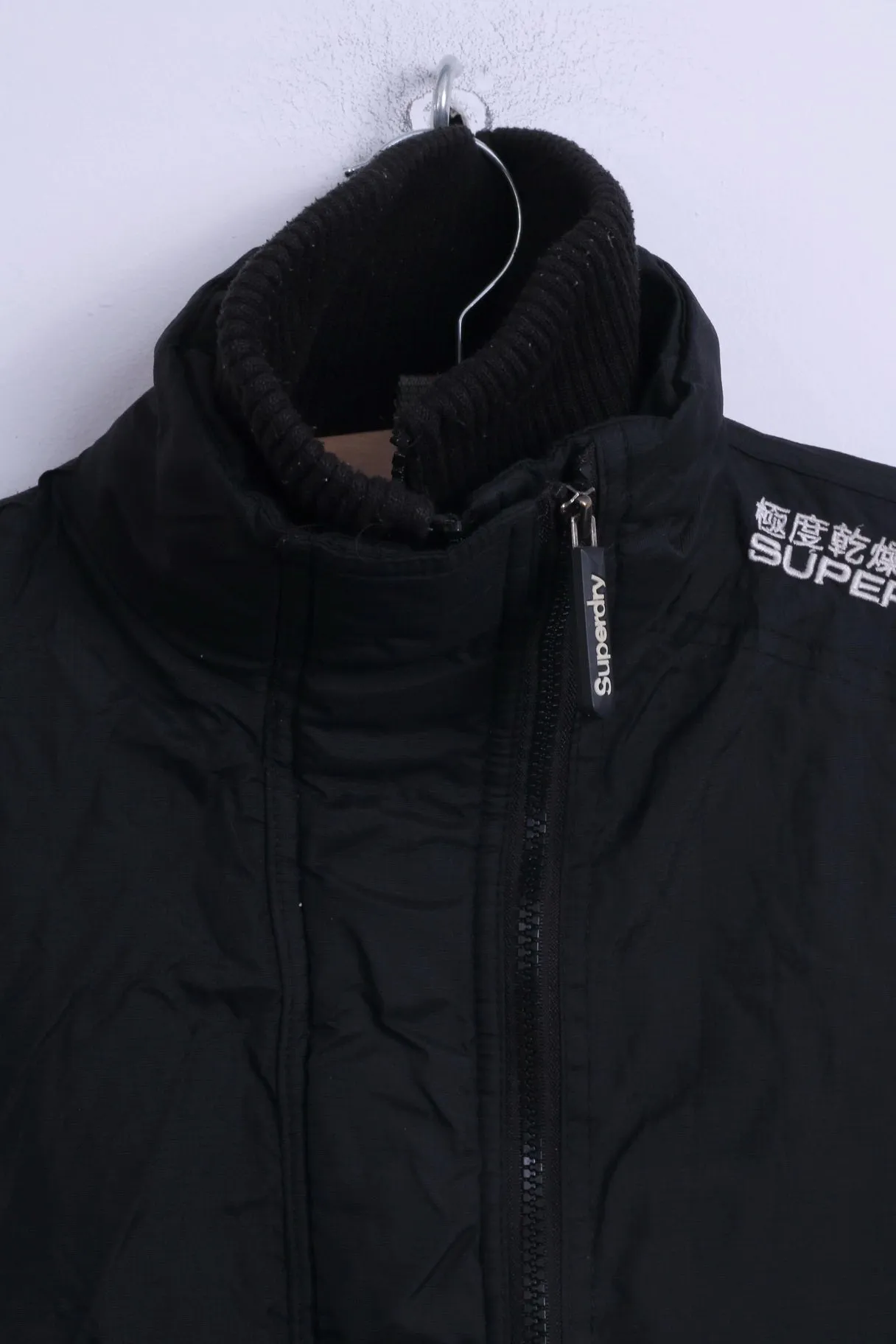 Superdry Womens M Jacket Black Nylon Lightweight 3 Zippers Japan Top