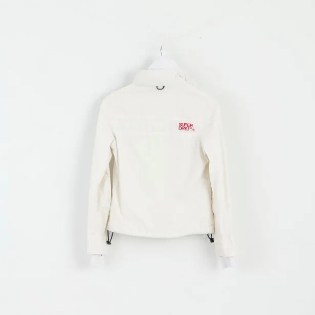 Superdry Womens S Jacket Cream Nylon 3 Zippers Lightweight Top