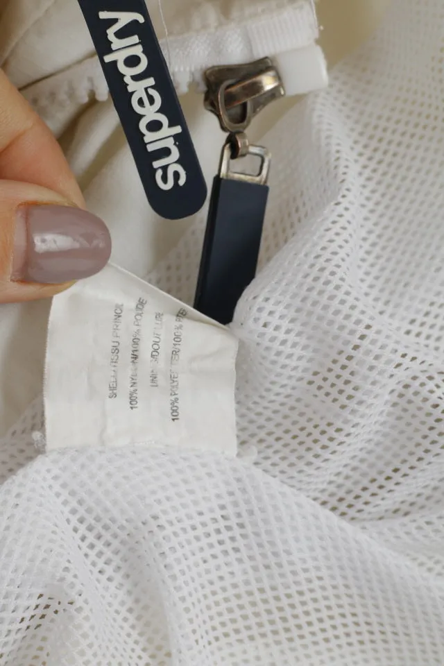 Superdry Womens S Jacket Cream Nylon 3 Zippers Lightweight Top