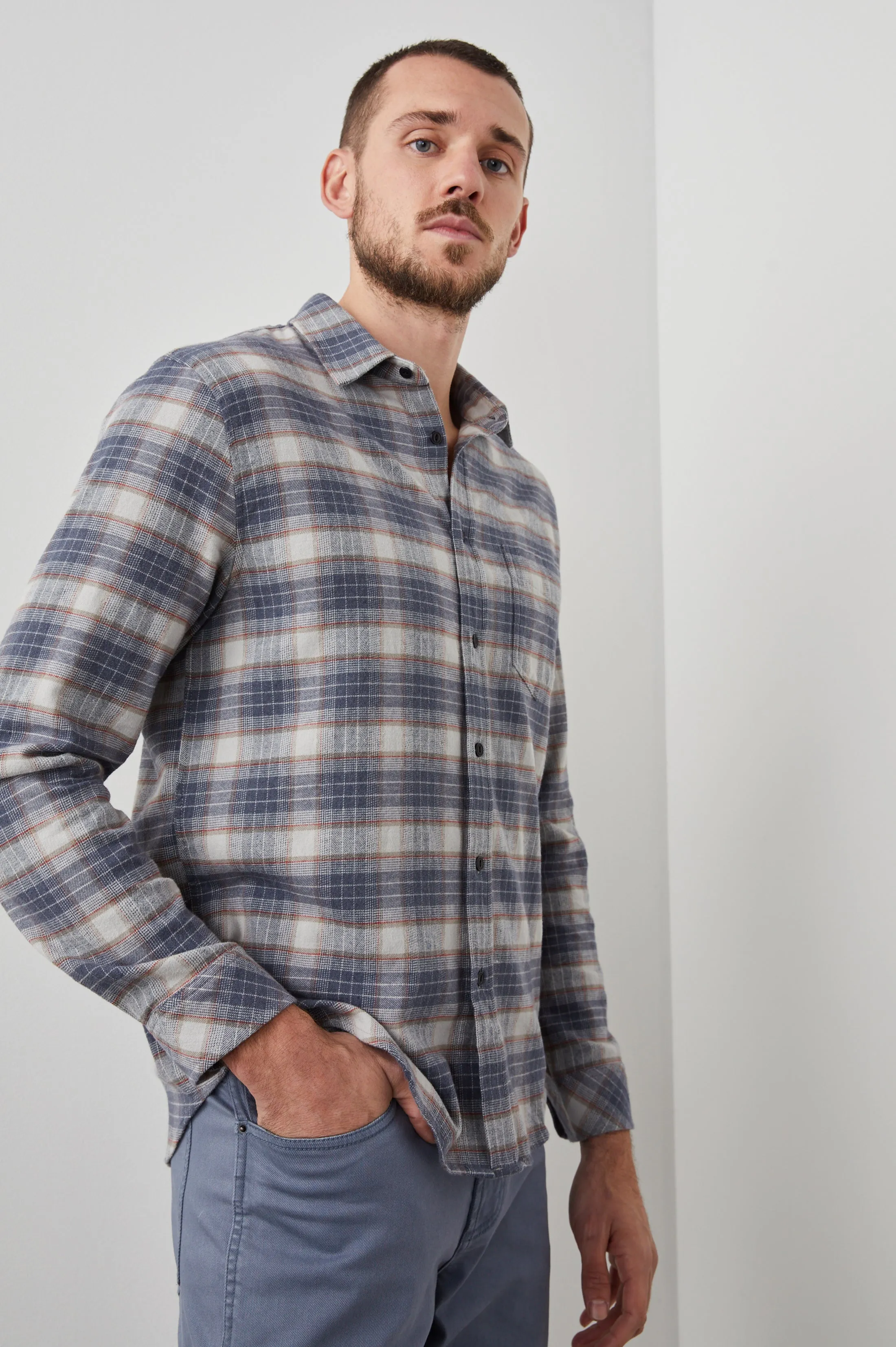SUSSEX SHIRT - ARROWROOT FLINT MELANGE Rails