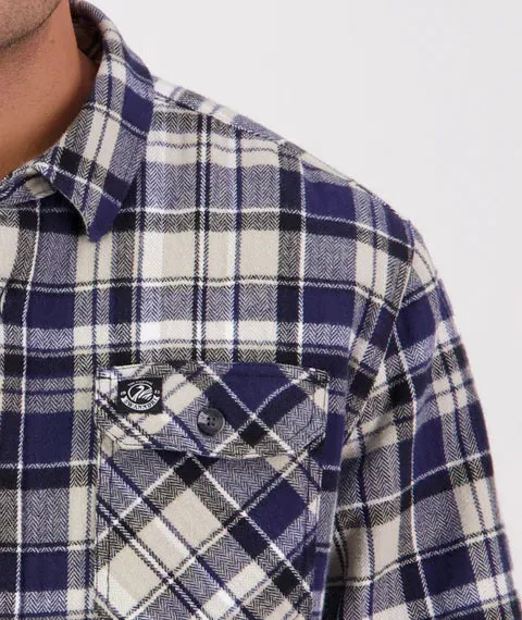 Swanndri - Morven Sherpa Shirt/Jacket - Check - Navy/Grey Horizon