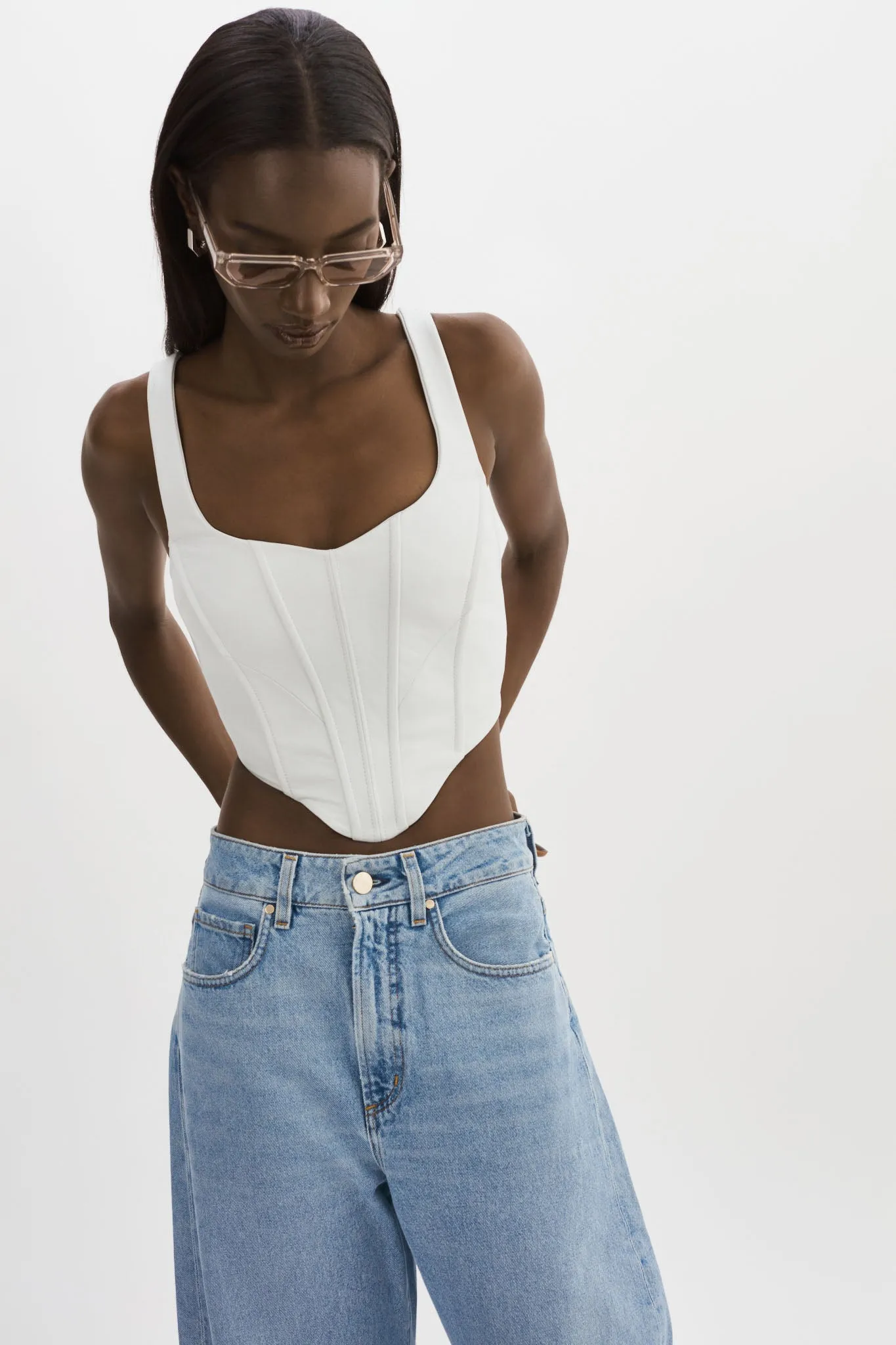 TABIA | Leather Corset Top