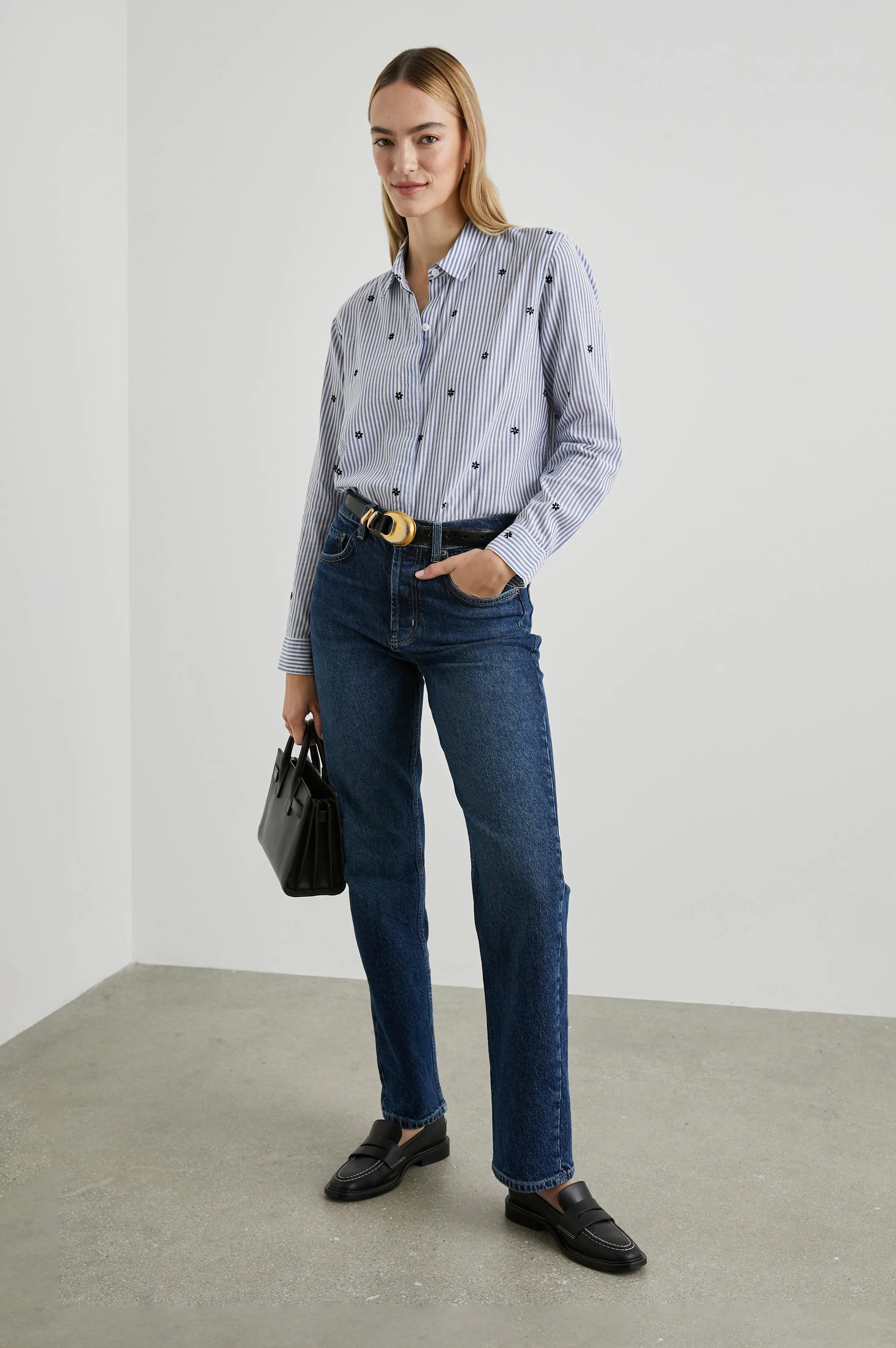 TAYLOR SHIRT - FLOCKED DAISIES Rails