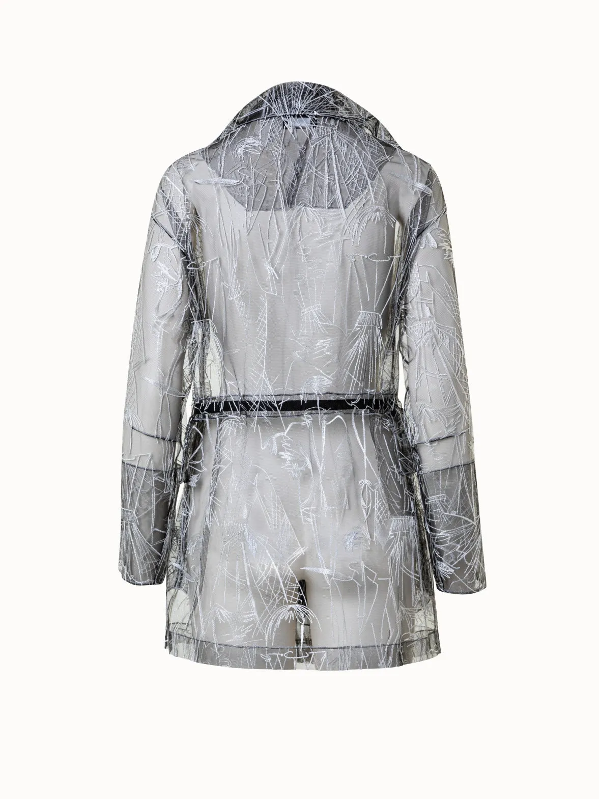 Techno Tulle Parka with Croquis Embroidery Akris