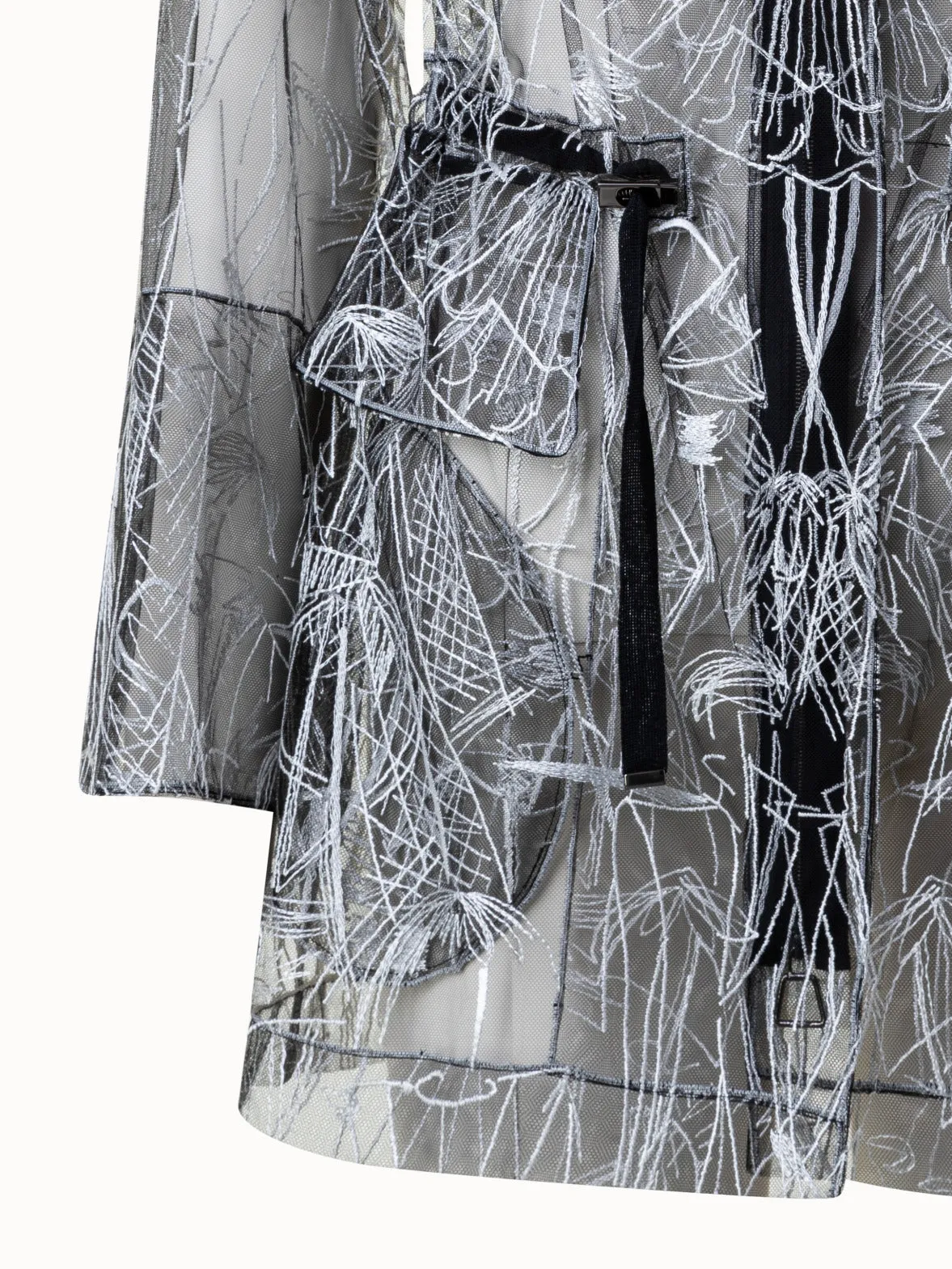 Techno Tulle Parka with Croquis Embroidery Akris