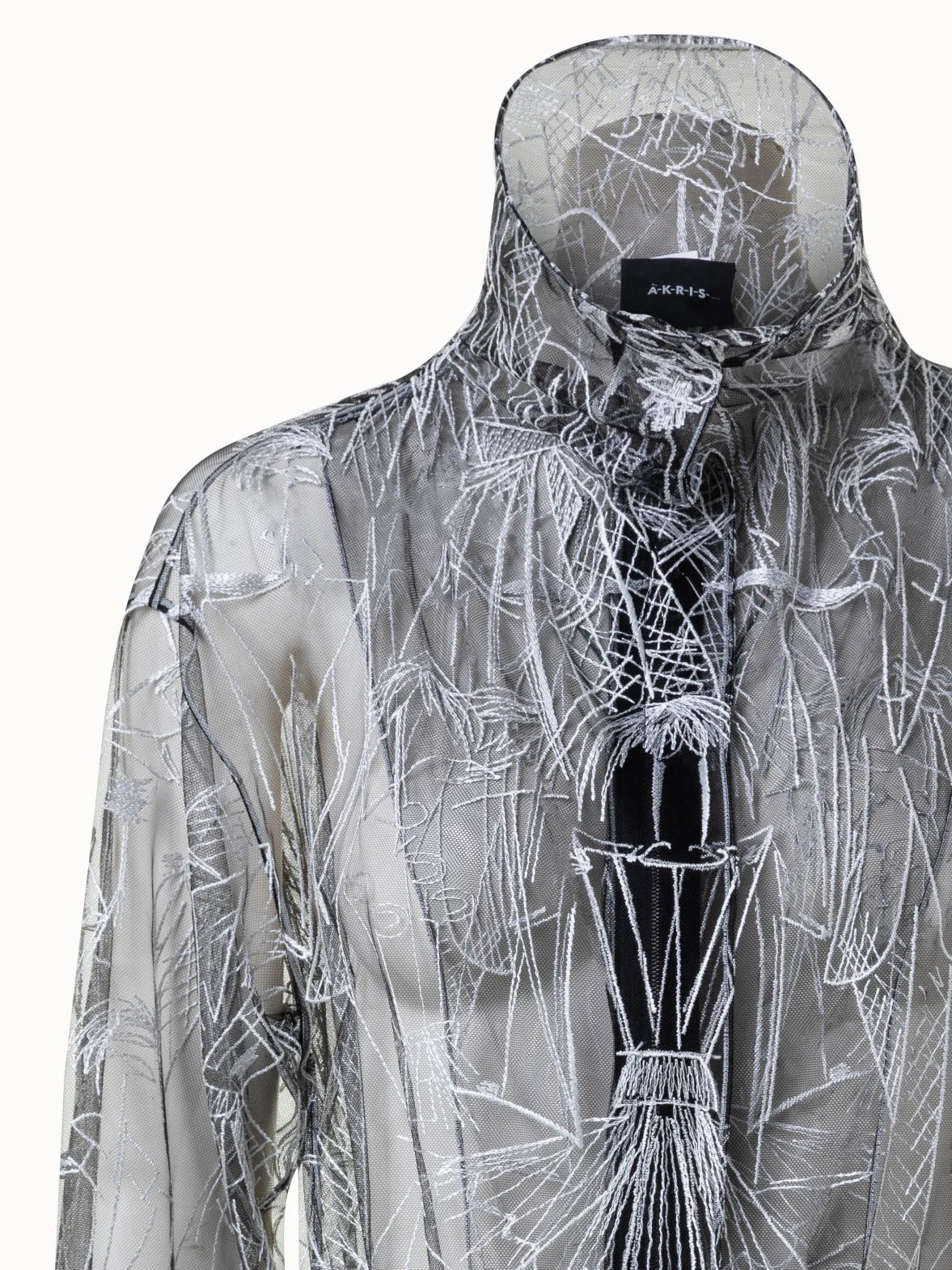 Techno Tulle Parka with Croquis Embroidery Akris