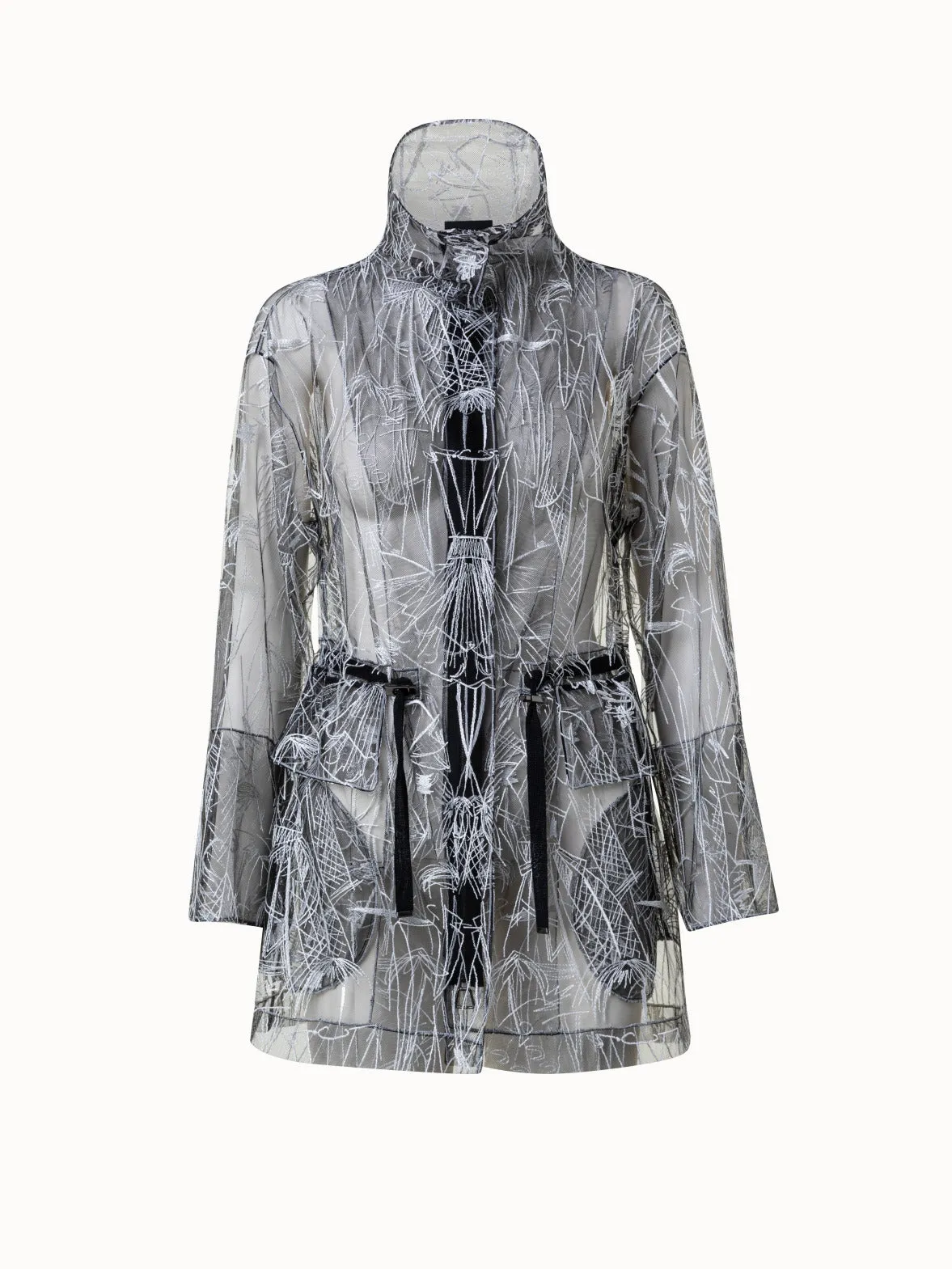Techno Tulle Parka with Croquis Embroidery Akris