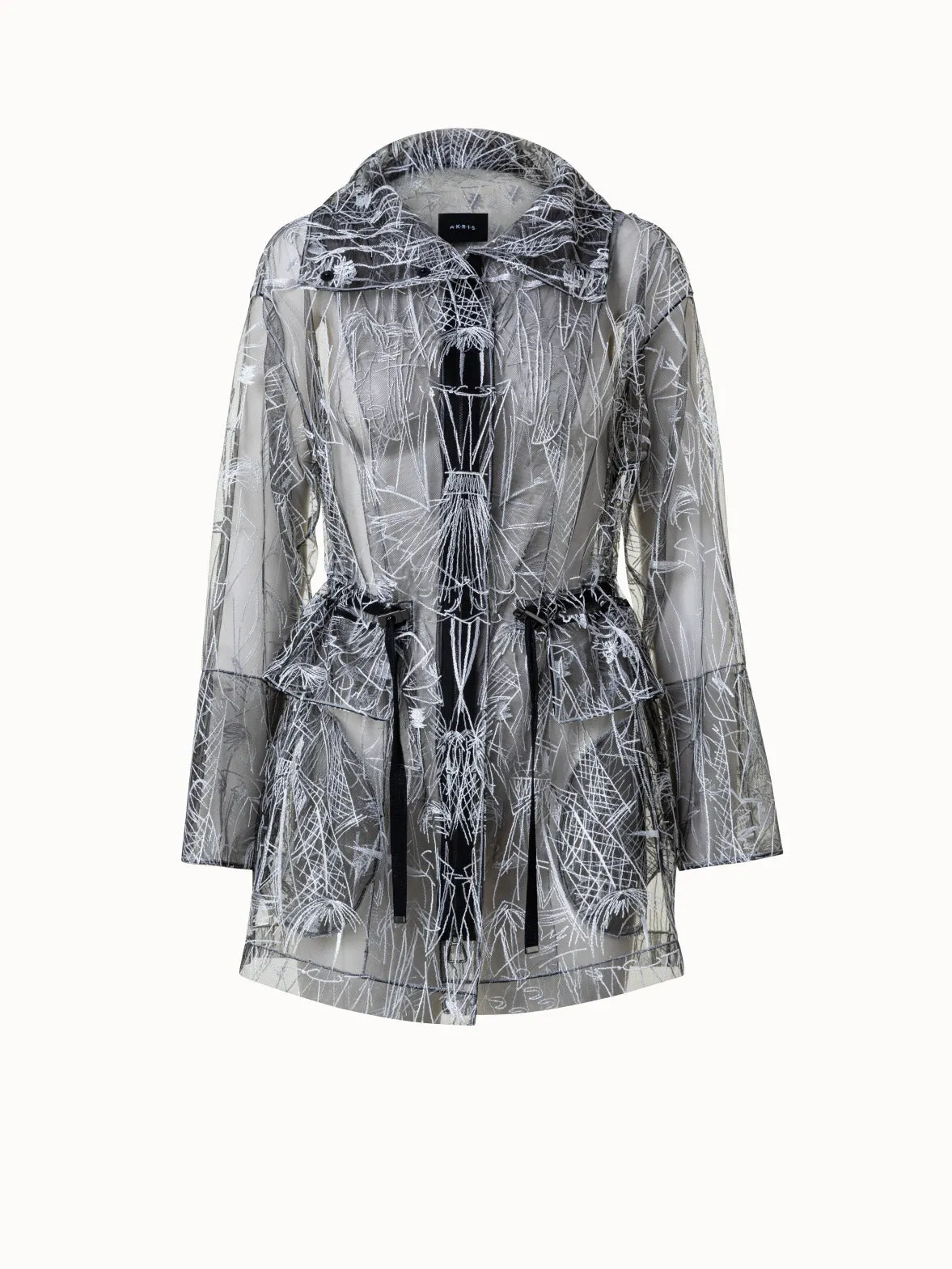 Techno Tulle Parka with Croquis Embroidery Akris