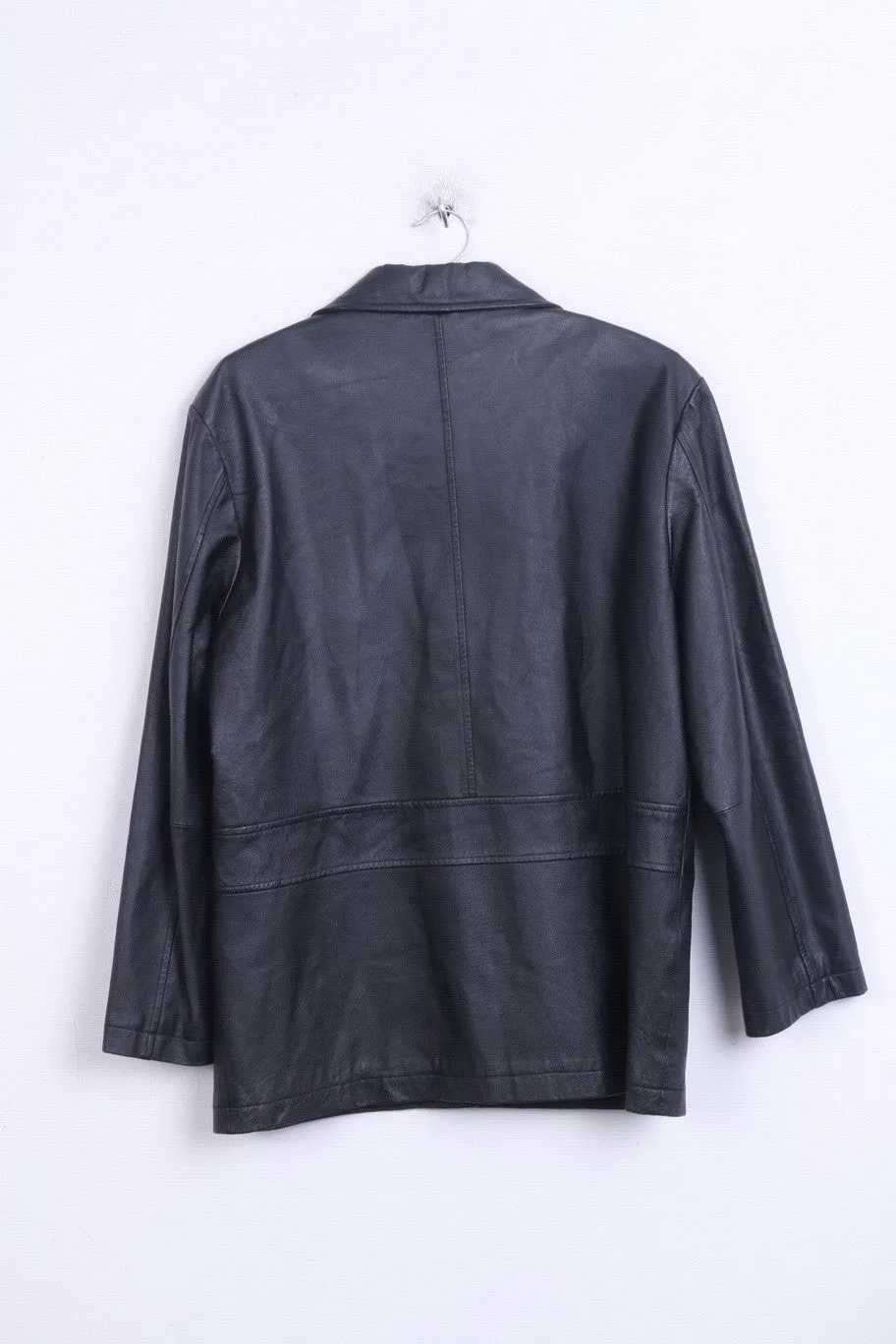 The Hudson Womens 14 40 L Jacket Black Leather Blazer Single Breasted