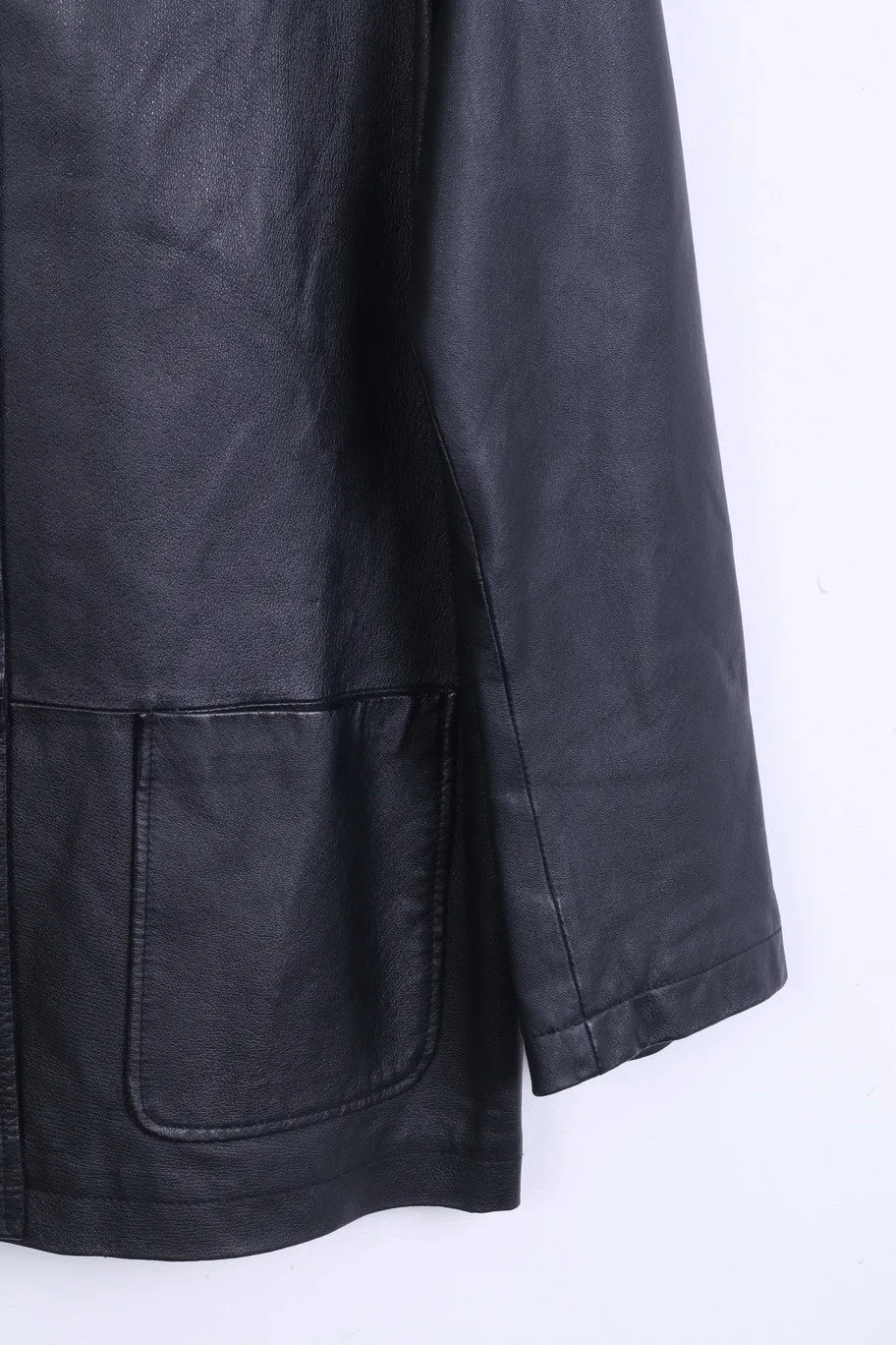 The Hudson Womens 14 40 L Jacket Black Leather Blazer Single Breasted