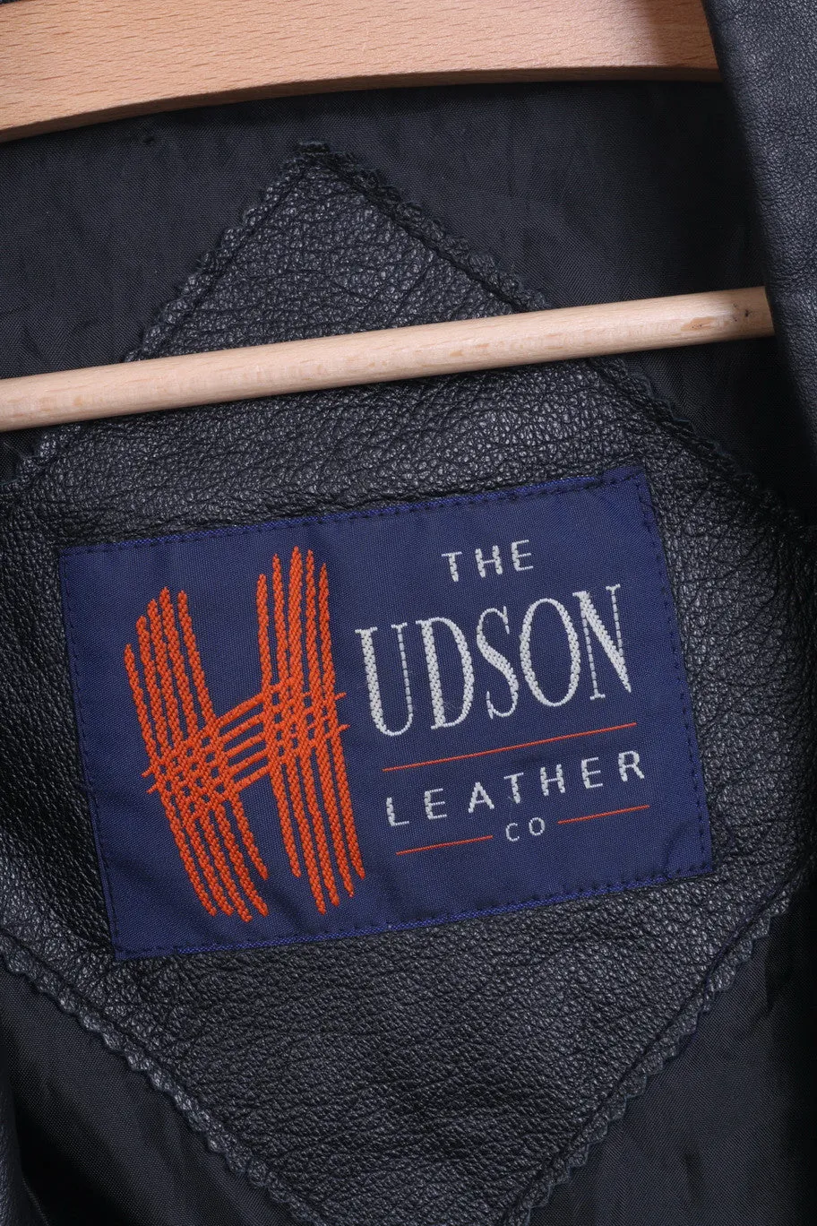 The Hudson Womens 14 40 L Jacket Black Leather Blazer Single Breasted