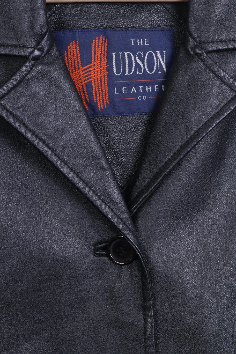 The Hudson Womens 14 40 L Jacket Black Leather Blazer Single Breasted