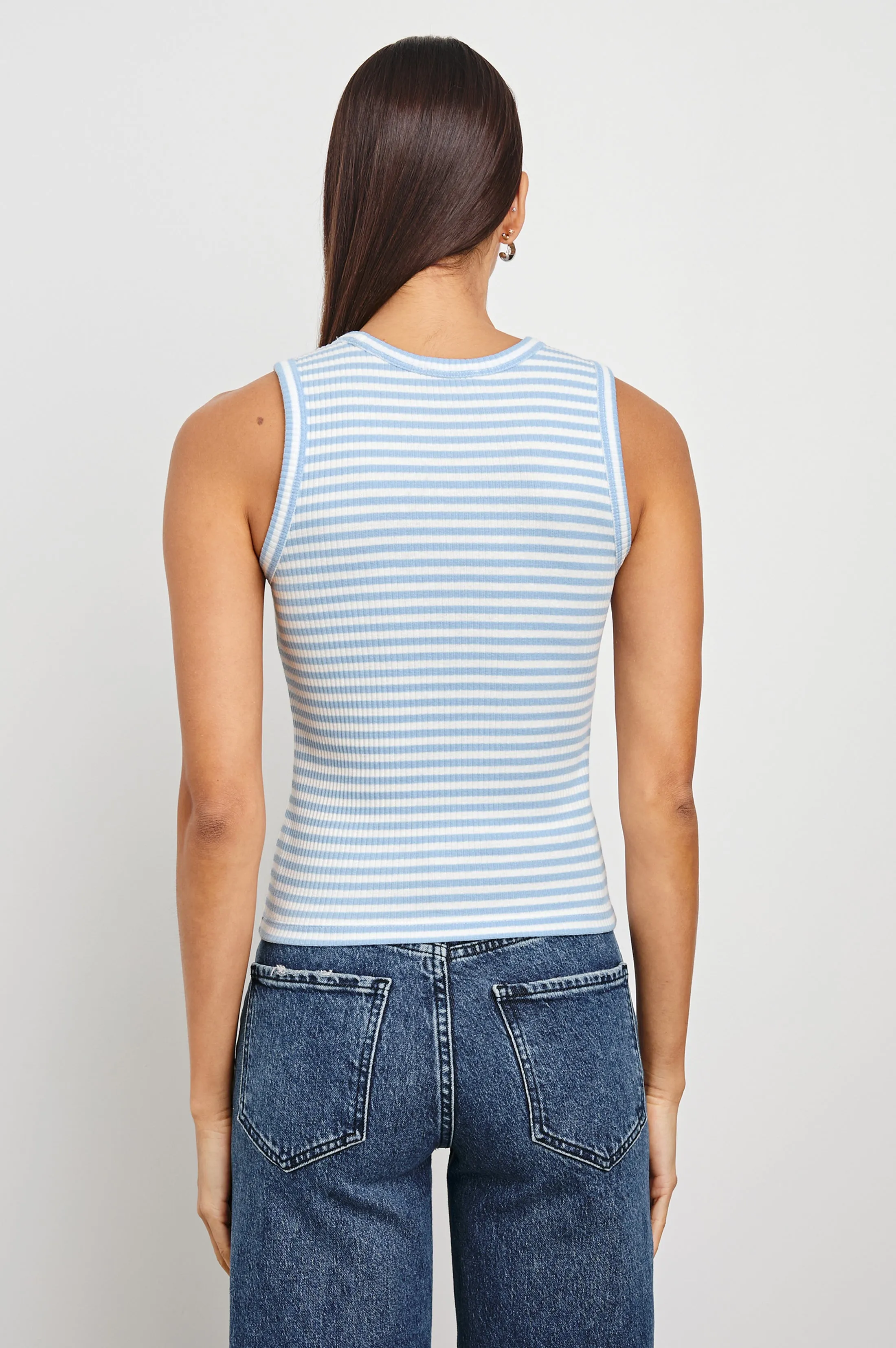 THE RACER TANK - CHAMBRAY BLUE STRIPE Rails