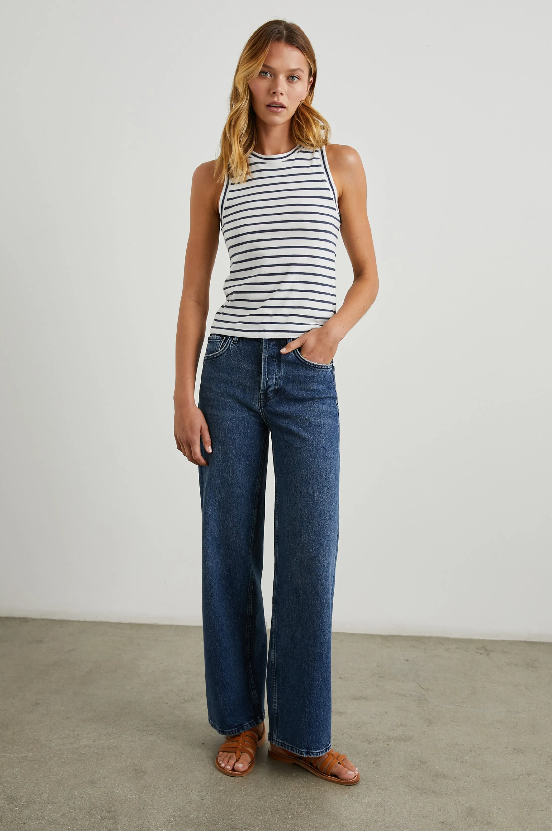 THE RACER TANK - SAILOR STRIPE NAVY Rails