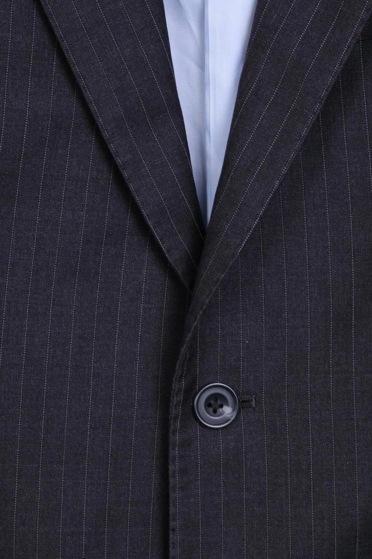 T.M.Lewin Mens 38R M Jacket Blazer Merino Wool Dark Grey Striped