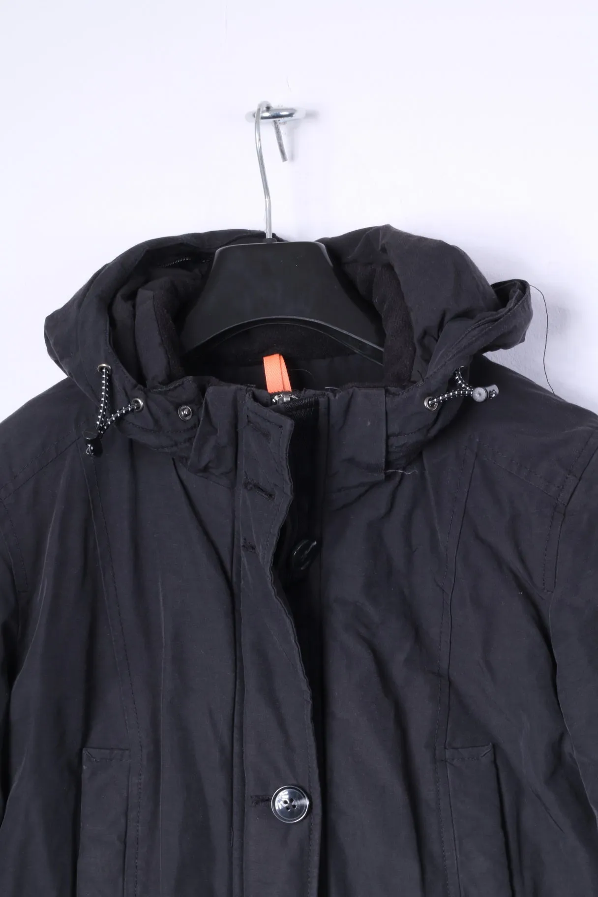 Tom Tailor Womens M Jacket Black Padded Hooded zip Up Warm Top