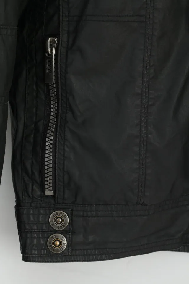 Tom Tompson Womens M Jacket Black Biker Sporting Full Zipper Was Cotton Top