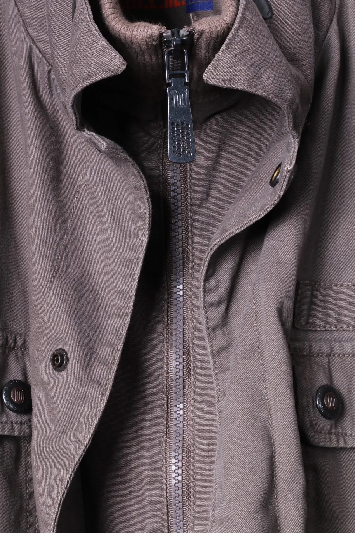 Tom Wolfe Mens XXL Jacket Khaki Cotton Full Zipper Multi Pockets Military Top
