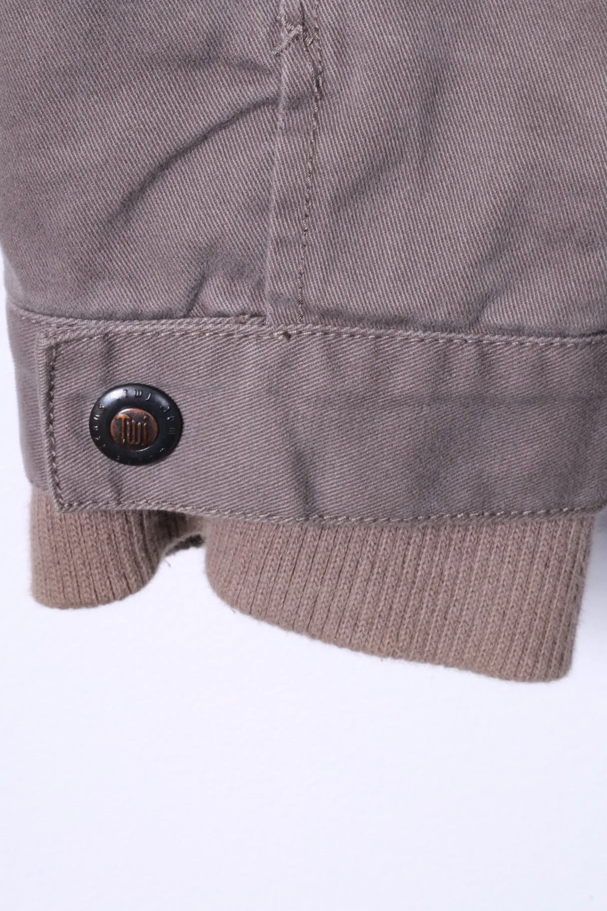 Tom Wolfe Mens XXL Jacket Khaki Cotton Full Zipper Multi Pockets Military Top