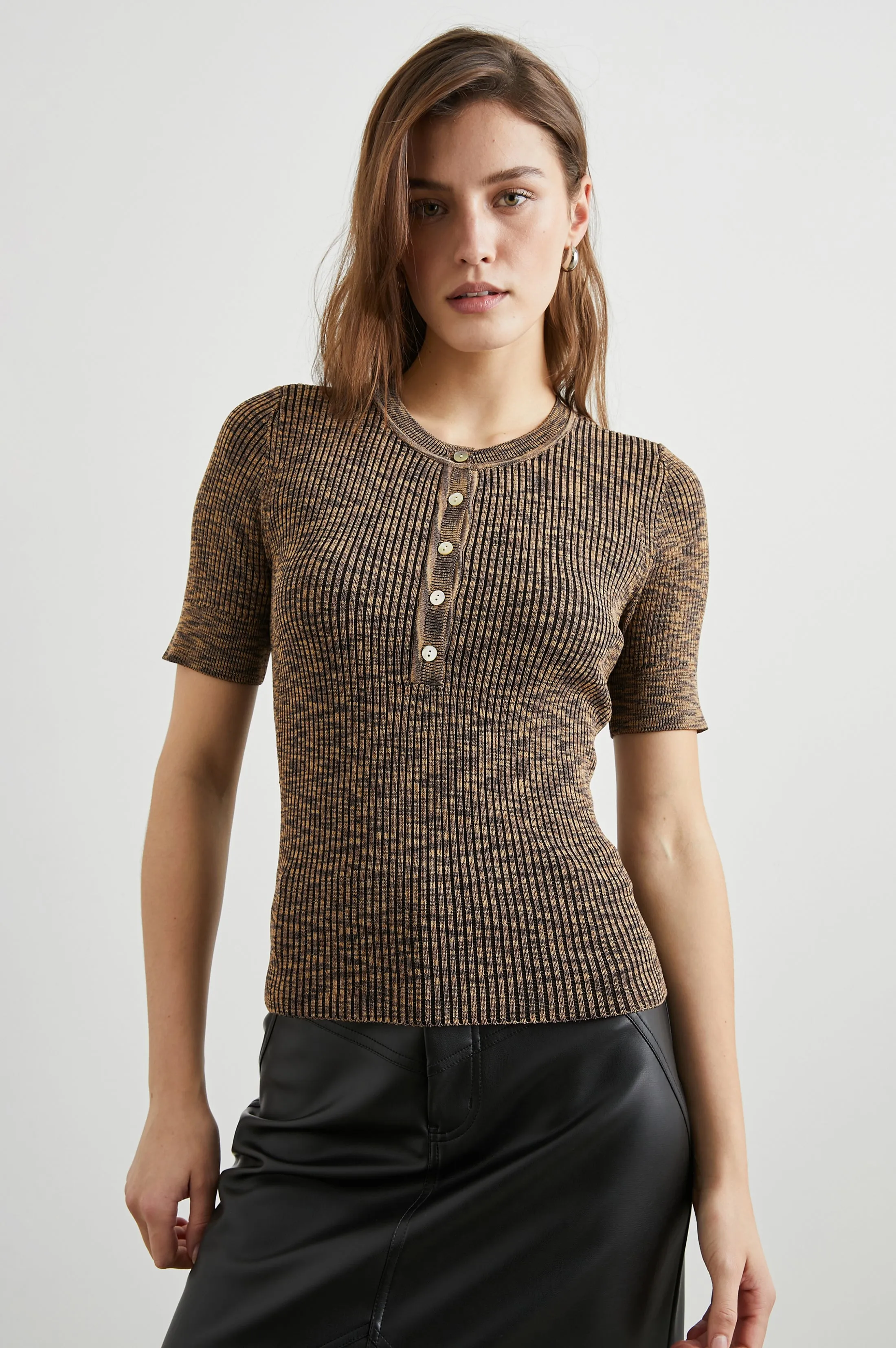 TONI TOP - MOCHA SPACE DYE Rails