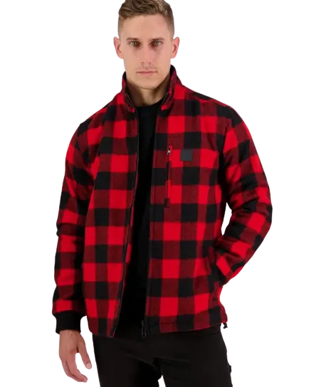 Traquair Station Wool Jacket - Red & Black Check