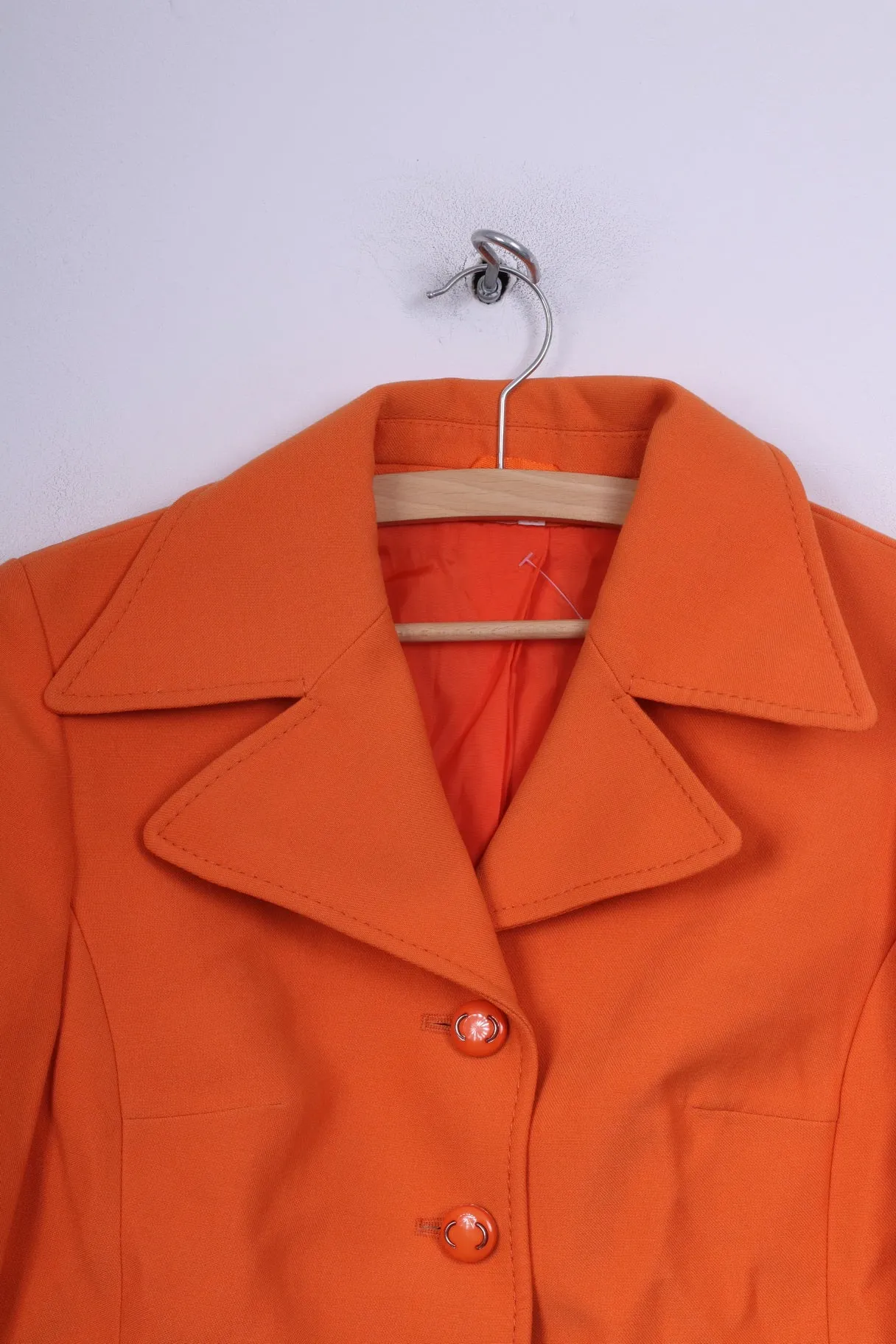Trevira Womens 40 M Blazer Single Breasted Orange Jacket Vintage