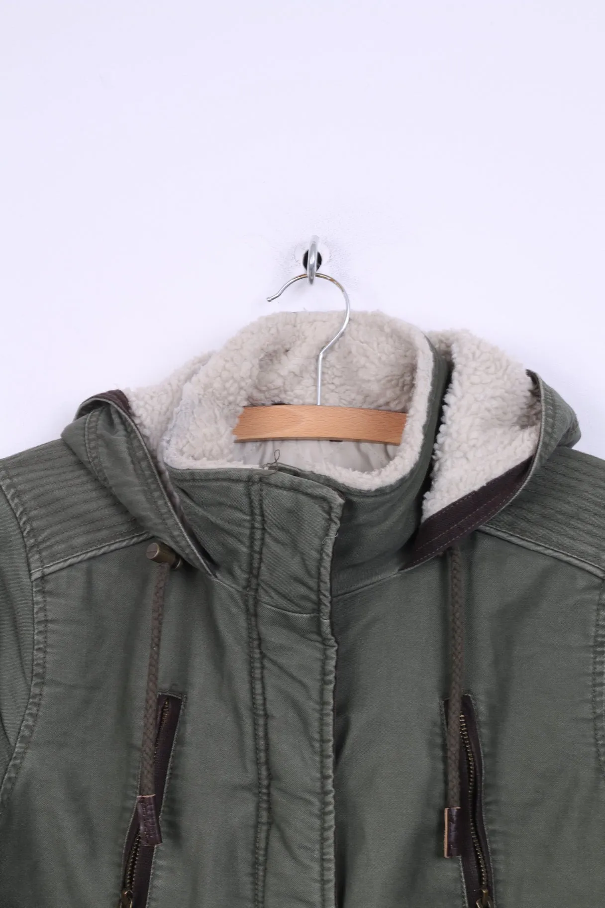 Twenty Three Womens M Jacket Green Cotton Hooded Lined Parka