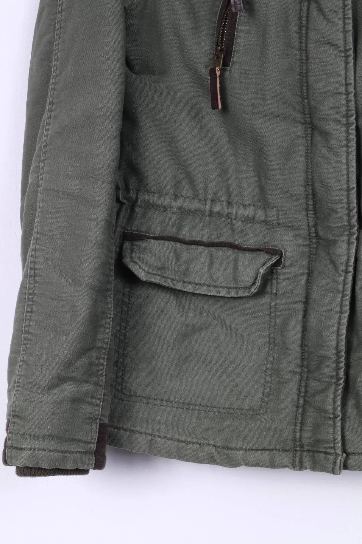 Twenty Three Womens M Jacket Green Cotton Hooded Lined Parka
