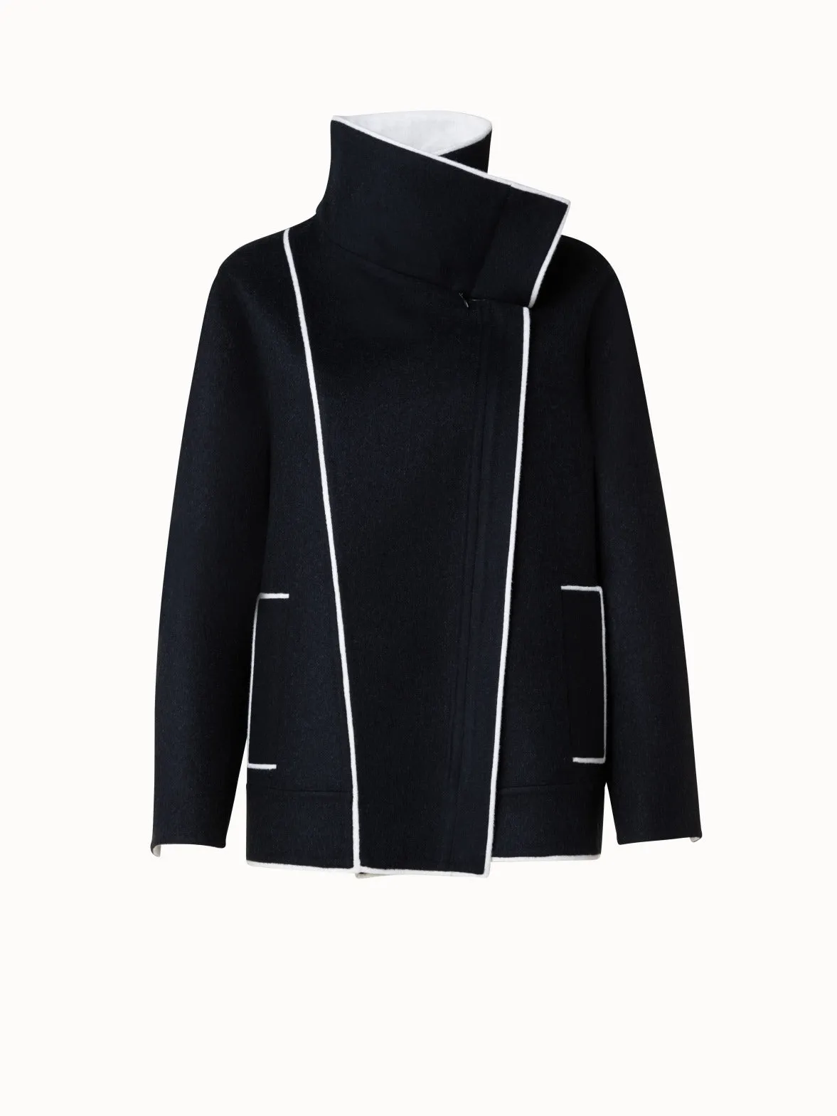 Two-Tone Wool Cashmere Double-Face Jacket Akris