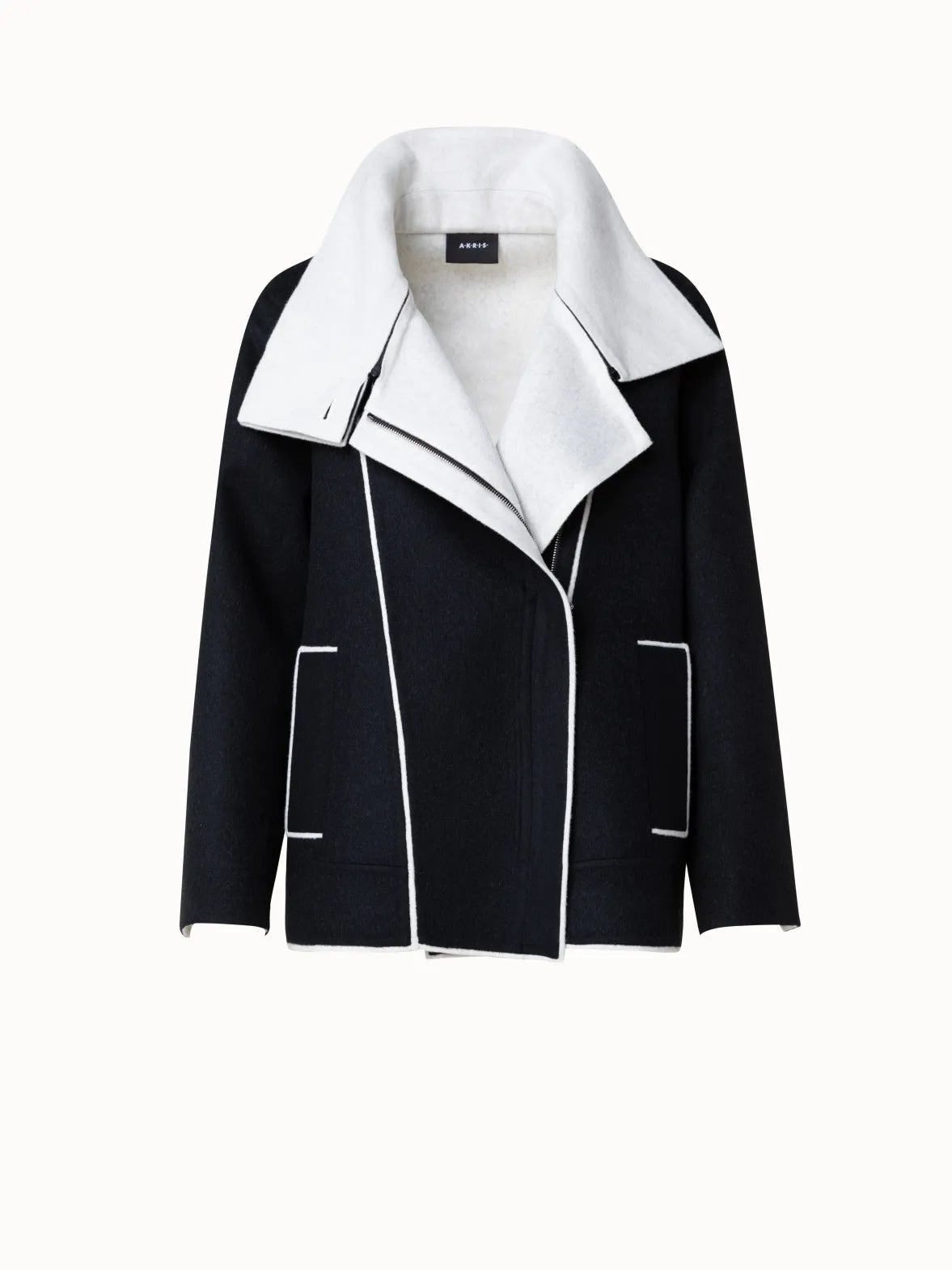 Two-Tone Wool Cashmere Double-Face Jacket Akris