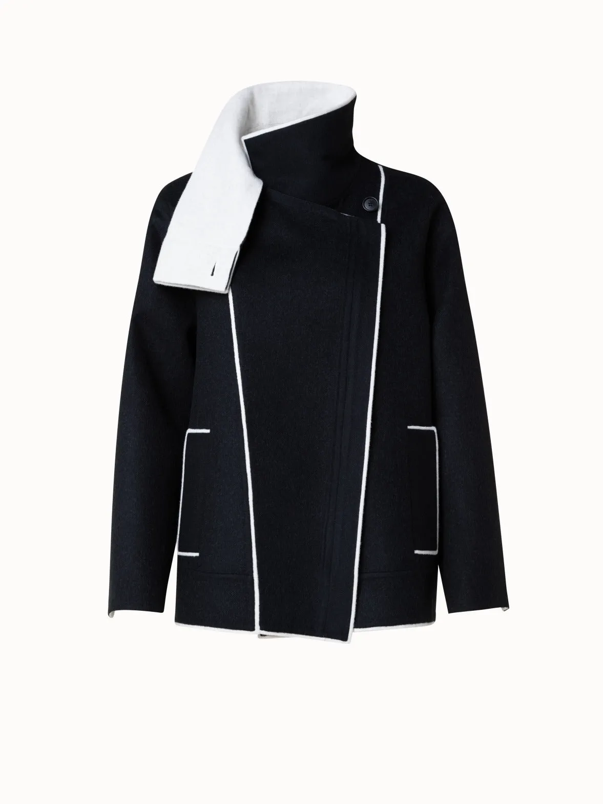 Two-Tone Wool Cashmere Double-Face Jacket Akris