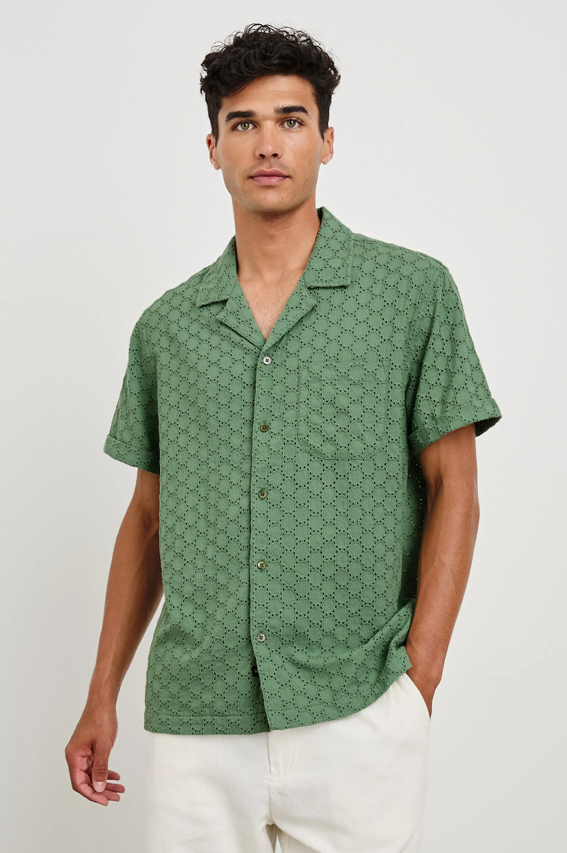 TYLER SHIRT - GREEN DOTS Rails