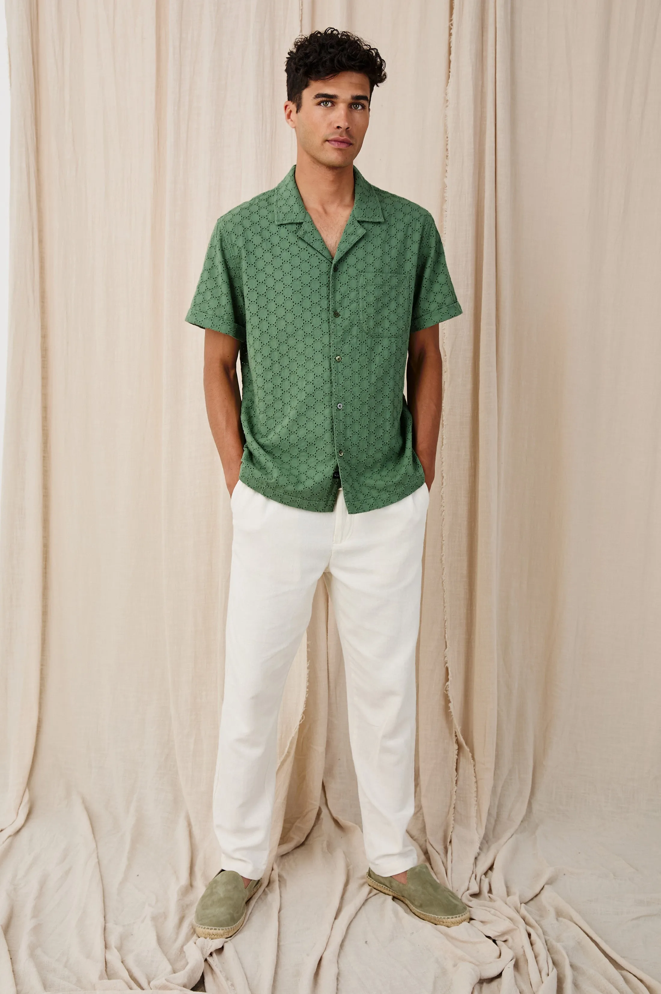 TYLER SHIRT - GREEN DOTS Rails