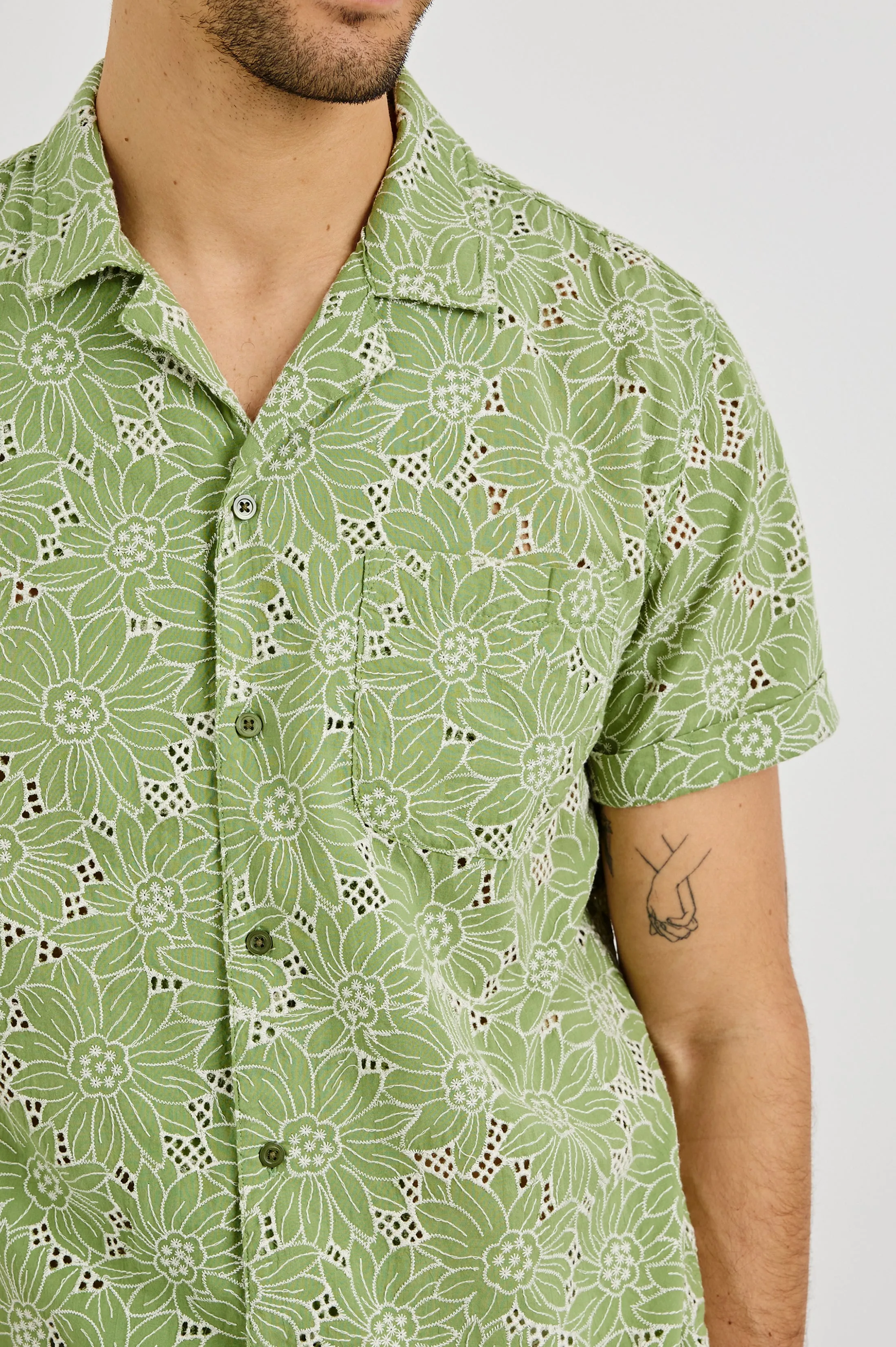 TYLER SHIRT - GREEN WHITE SUNFLOWER Rails
