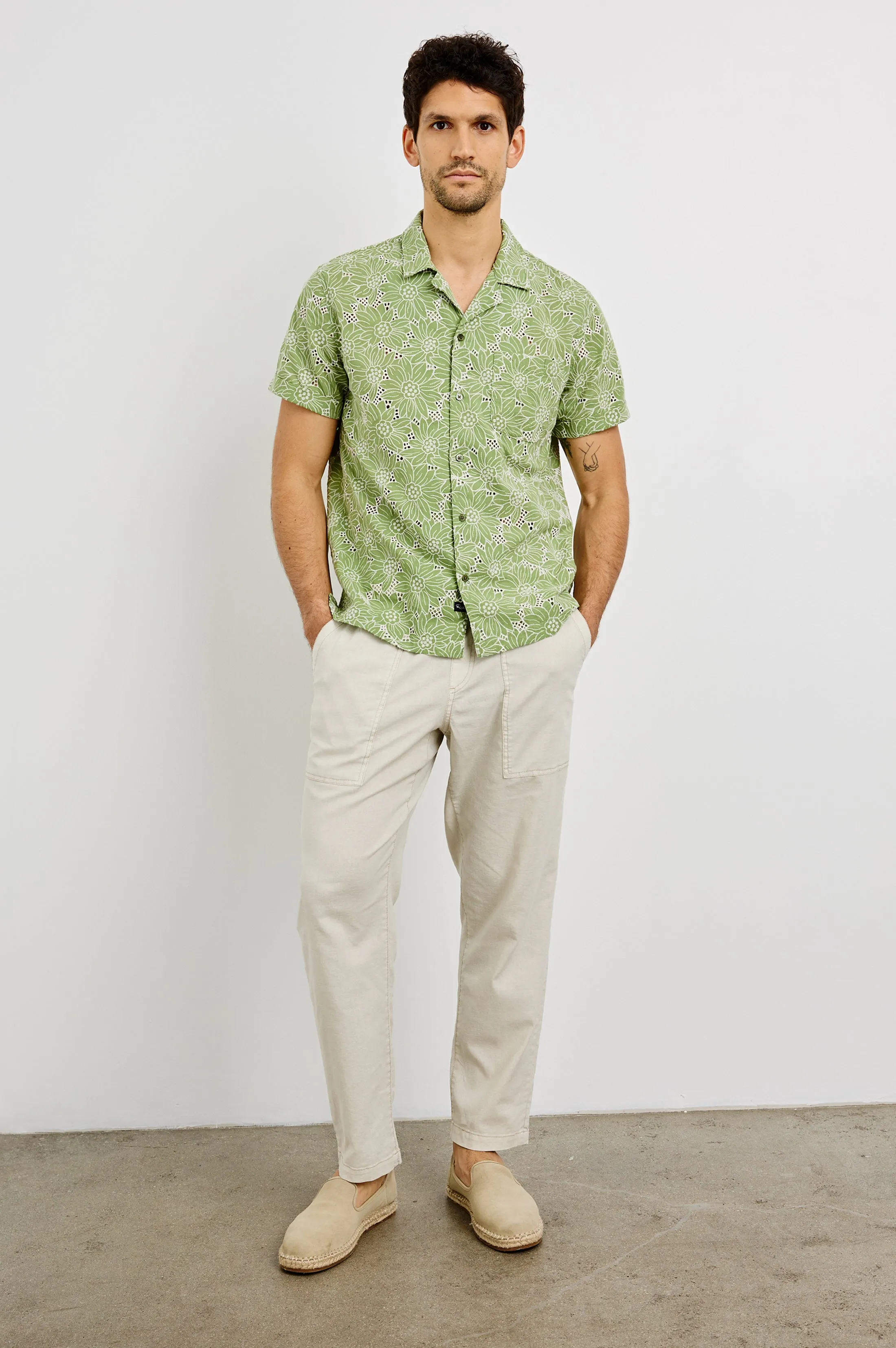 TYLER SHIRT - GREEN WHITE SUNFLOWER Rails