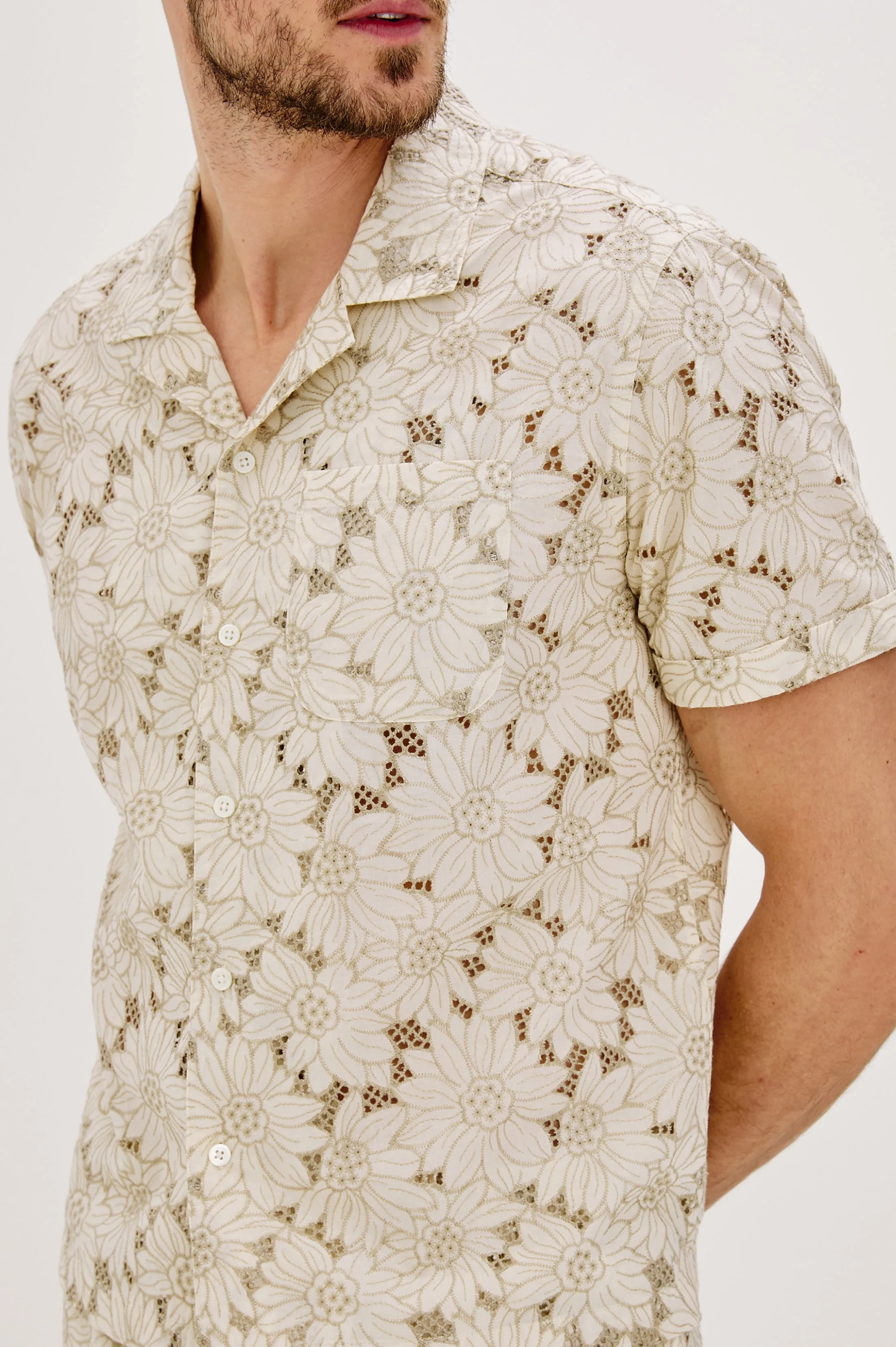 TYLER SHIRT - KHAKI WHITE SUNFLOWER Rails