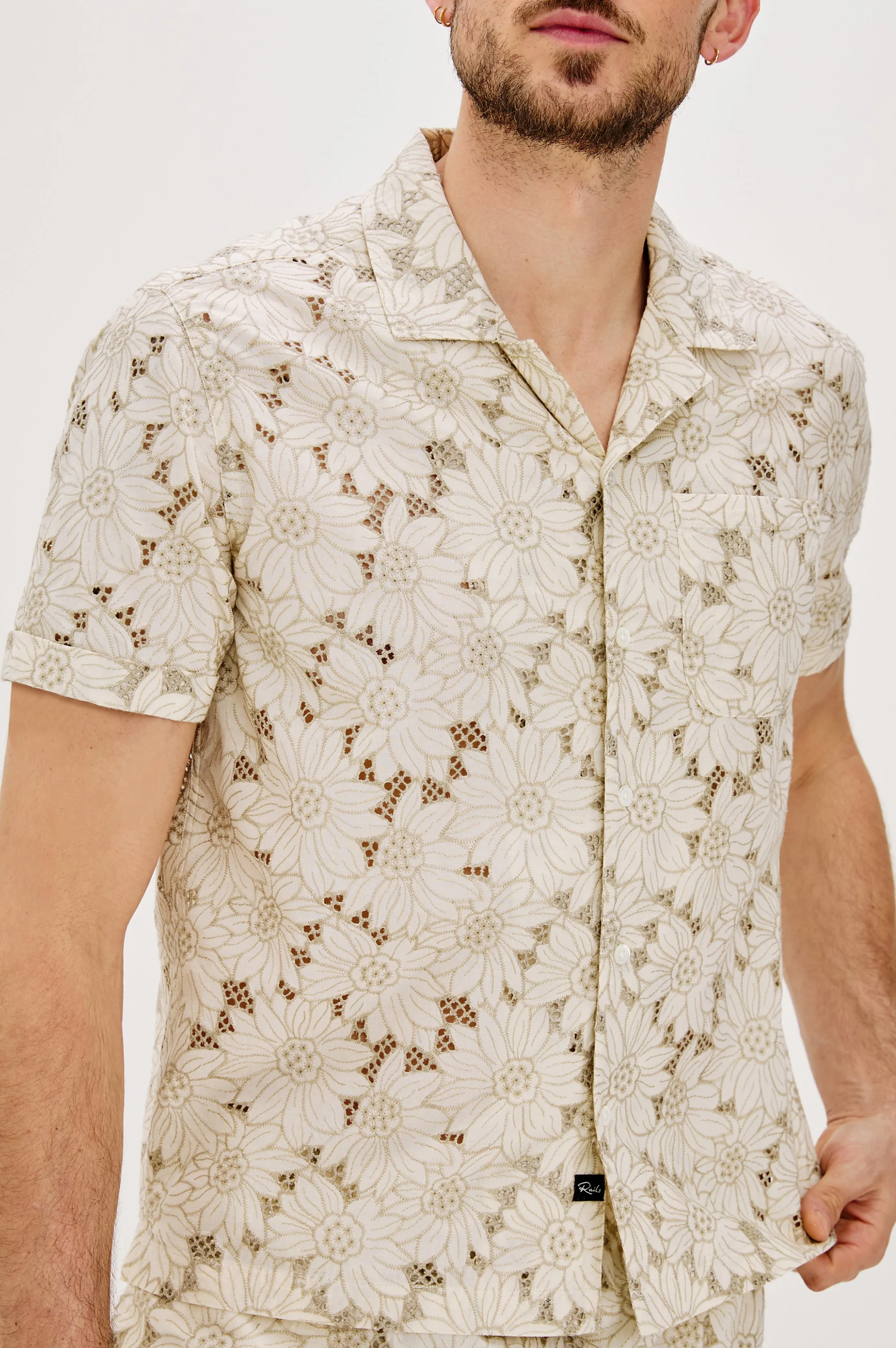 TYLER SHIRT - KHAKI WHITE SUNFLOWER Rails