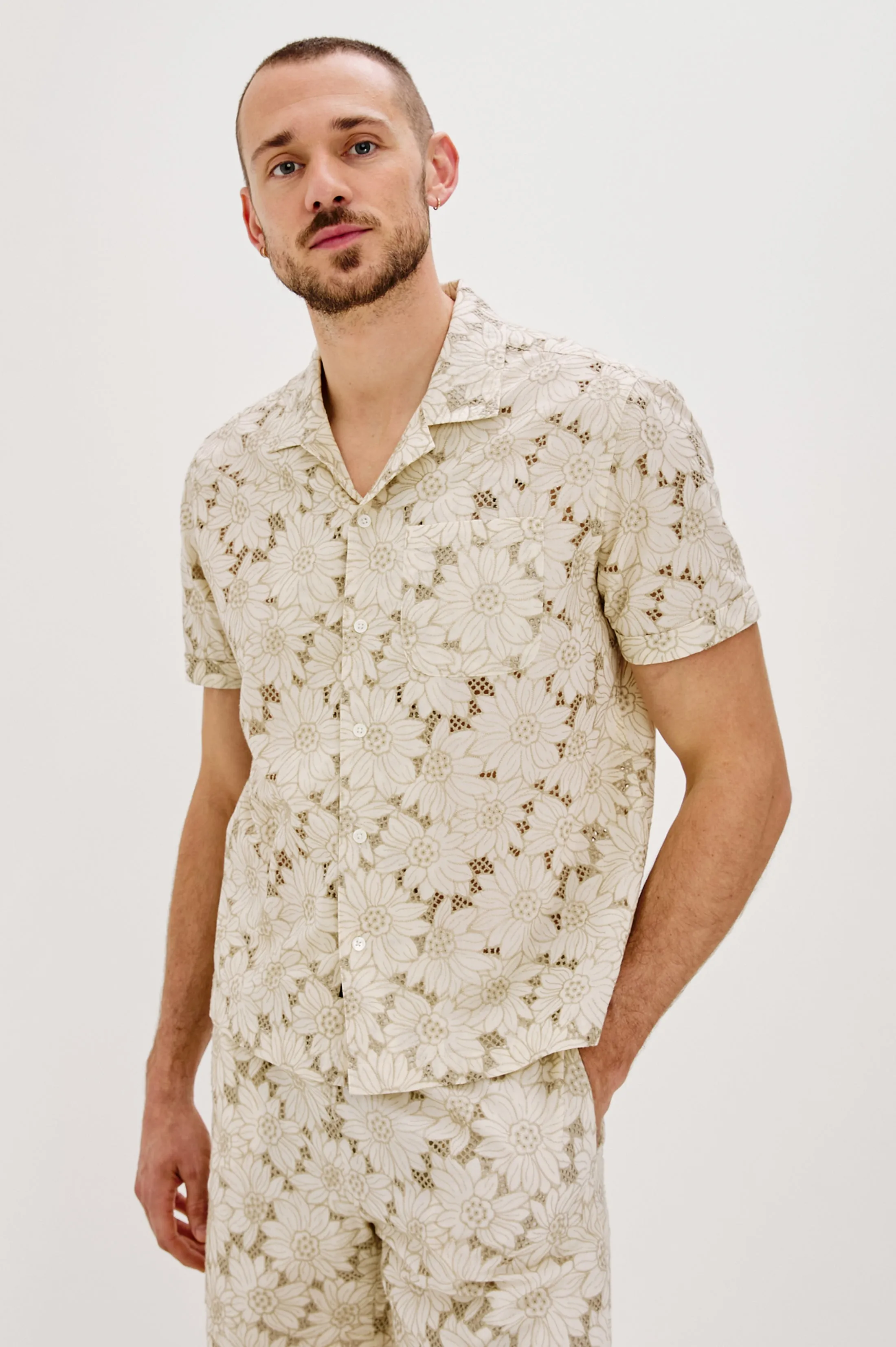 TYLER SHIRT - KHAKI WHITE SUNFLOWER Rails