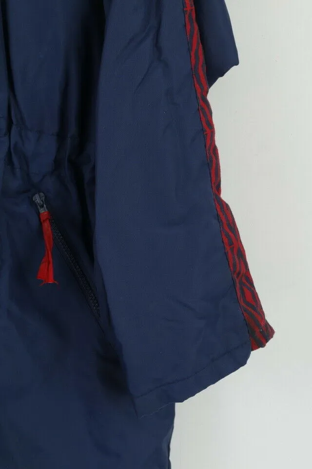 Umbro Mens 2XL Jacket Navy Vintage Nylon Waterproof Oldschool Parka Hidden Hood