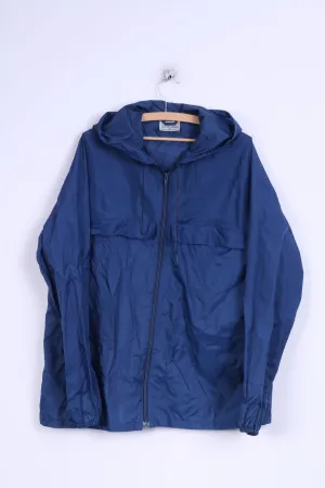 Unbranded Mens 54 L Rain Jacket Nylon Waterproof Navy Hooded Top