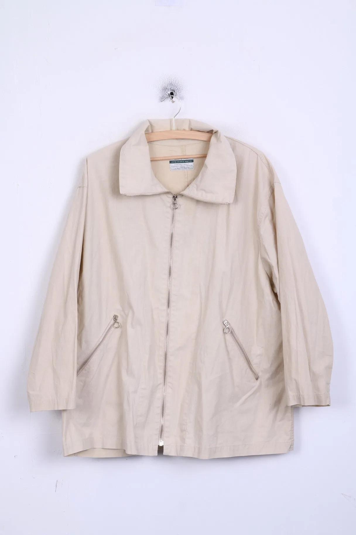 United Colors Of Benetton Womens  44 XL Jacket Beige Cotton Italy