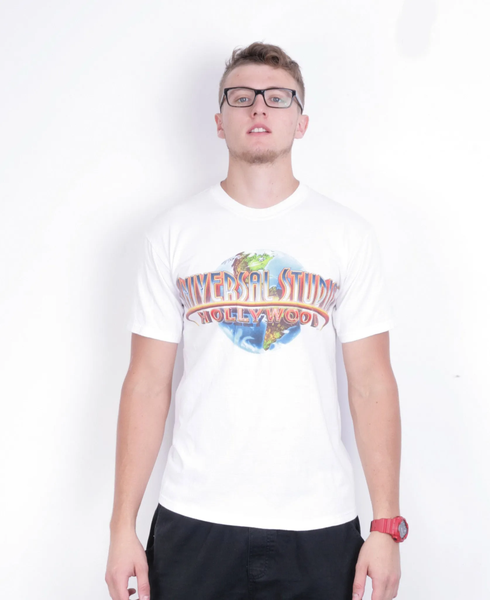 Universal Studios Mens M Shirt White Crew Neck Cotton Vintage 90s