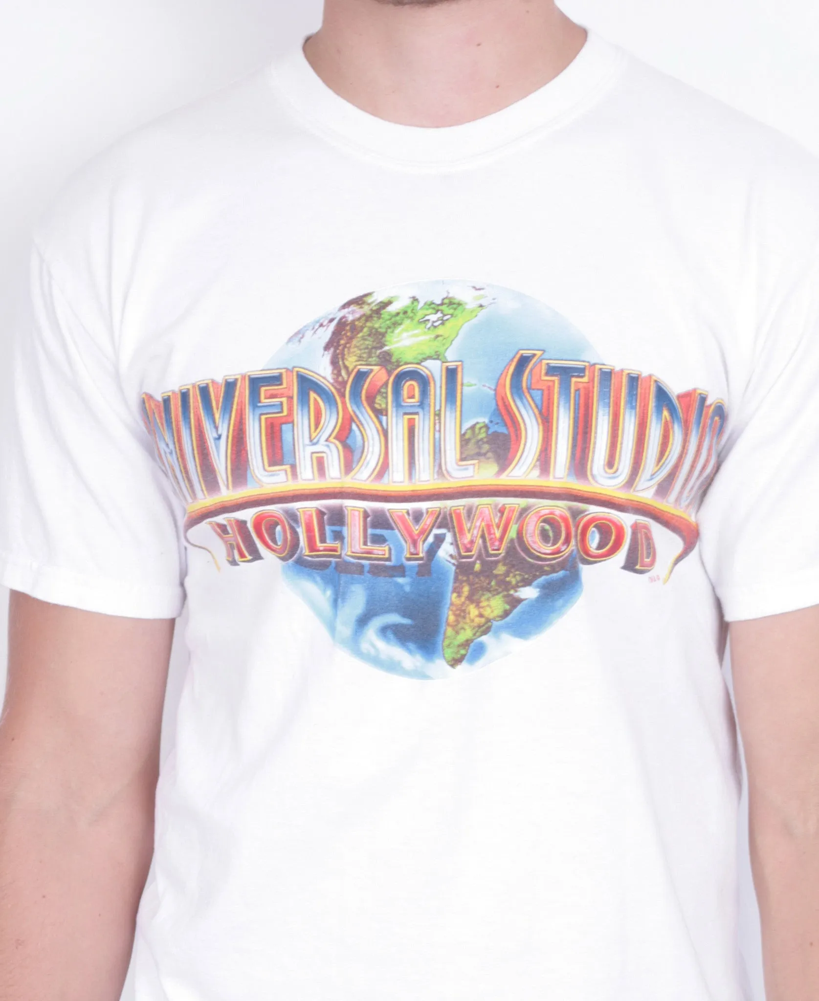 Universal Studios Mens M Shirt White Crew Neck Cotton Vintage 90s