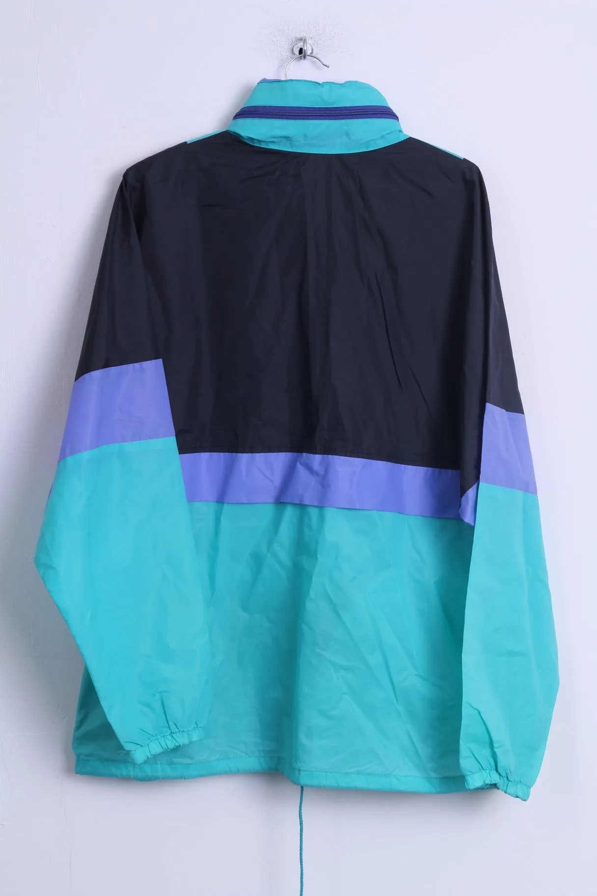 Unkown Mens 50/52 M Jacket Light Green Nylon Hidden Hood Zip Up Rain Top